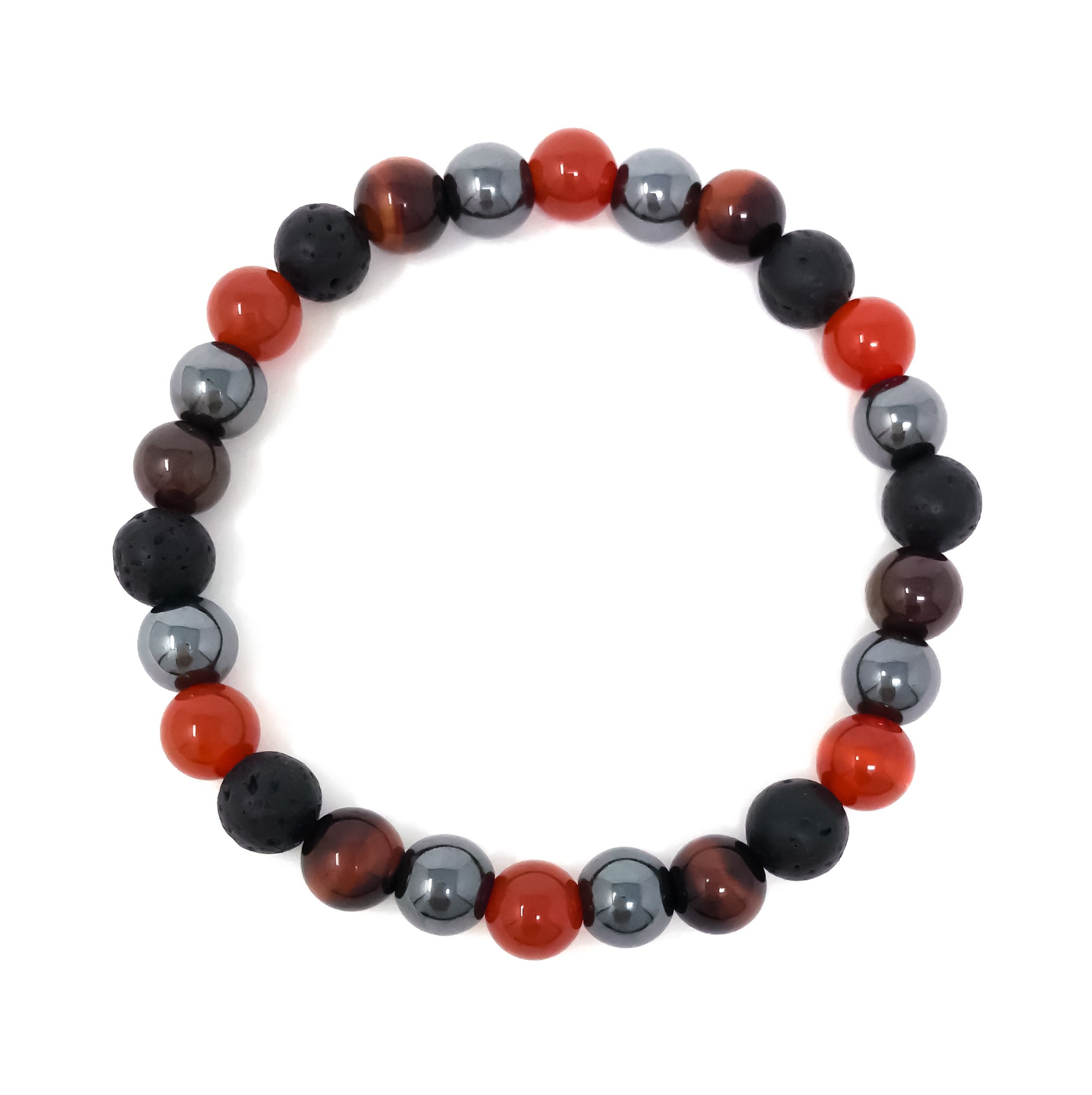 Fertility Bracelet for Men with Carnelian, Hematite, Red Tiger’s Eye & Garnet