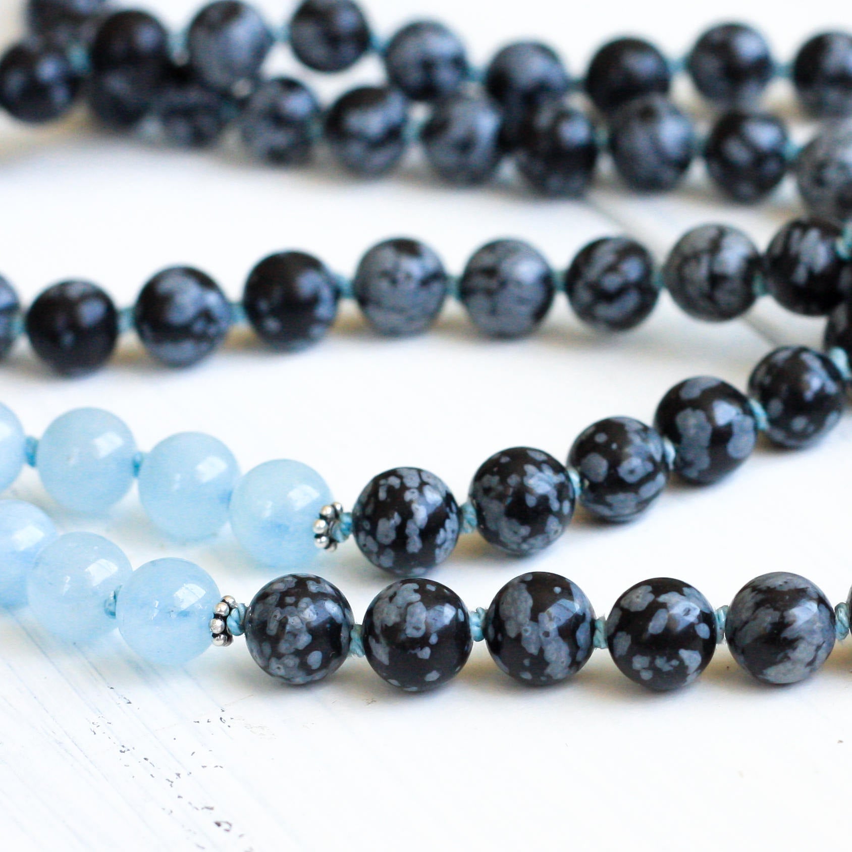 Snowflake Obsidian mala 108, spiritual jewelry