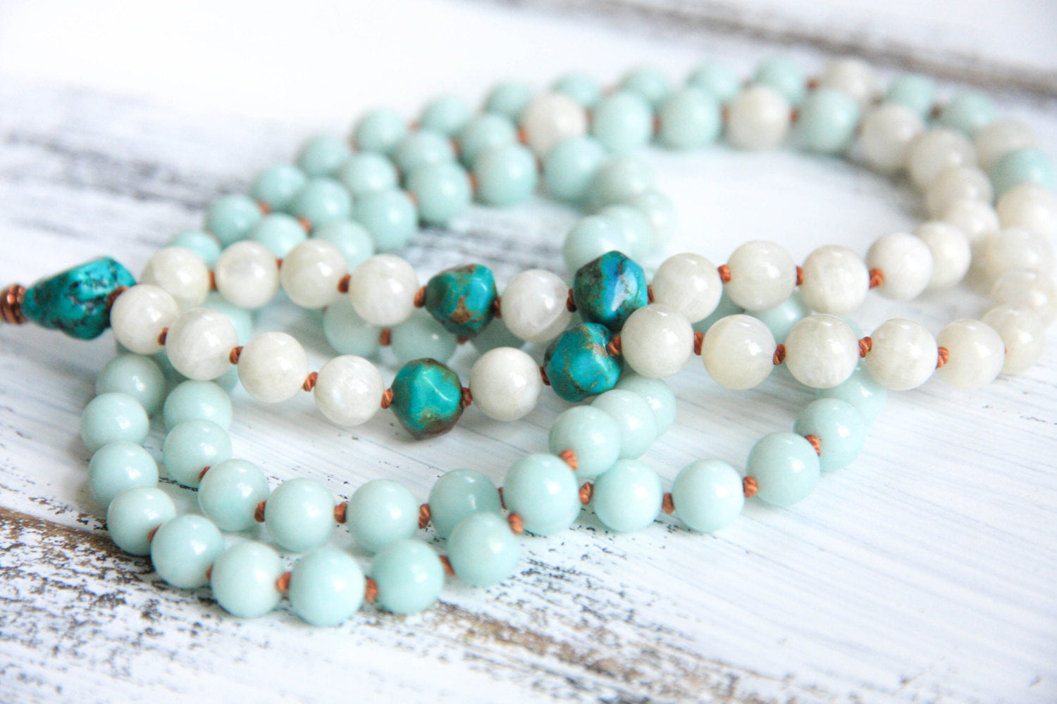 amazonite turquoise mala necklace