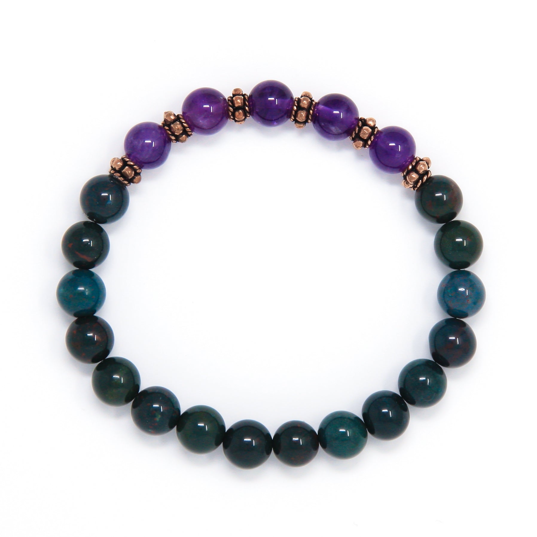 Indian Bloodstone Amethyst Mala Bracelet, yoga jewelry