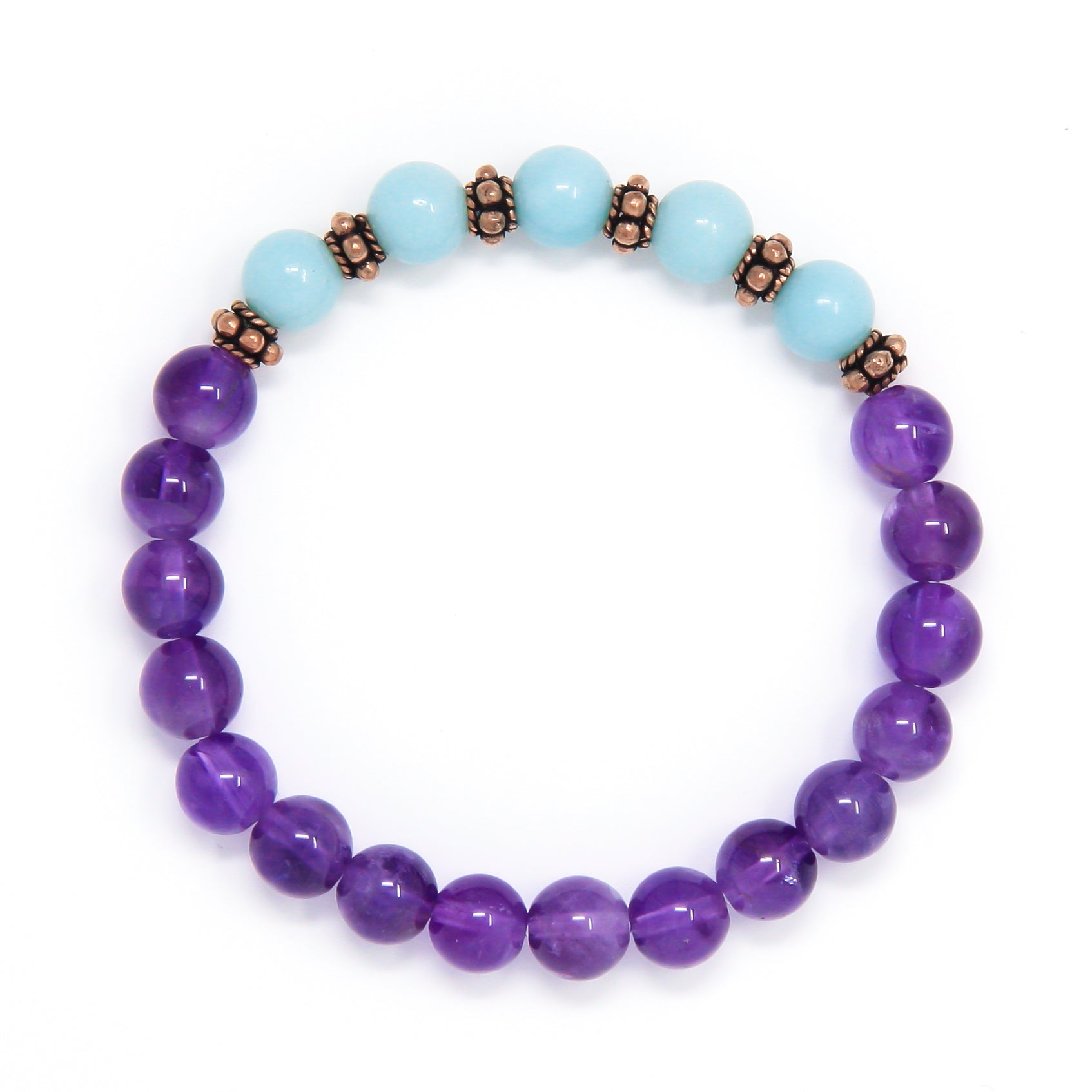 Amethyst Amazonite Mala Bracelet, crystal healing jewelry