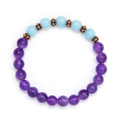 Amethyst Amazonite Mala Bracelet, crystal healing jewelry