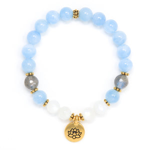 Aquamarine Moonstone Mala Bracelet, yoga jewelry