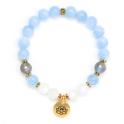 Aquamarine Moonstone Mala Bracelet, yoga jewelry