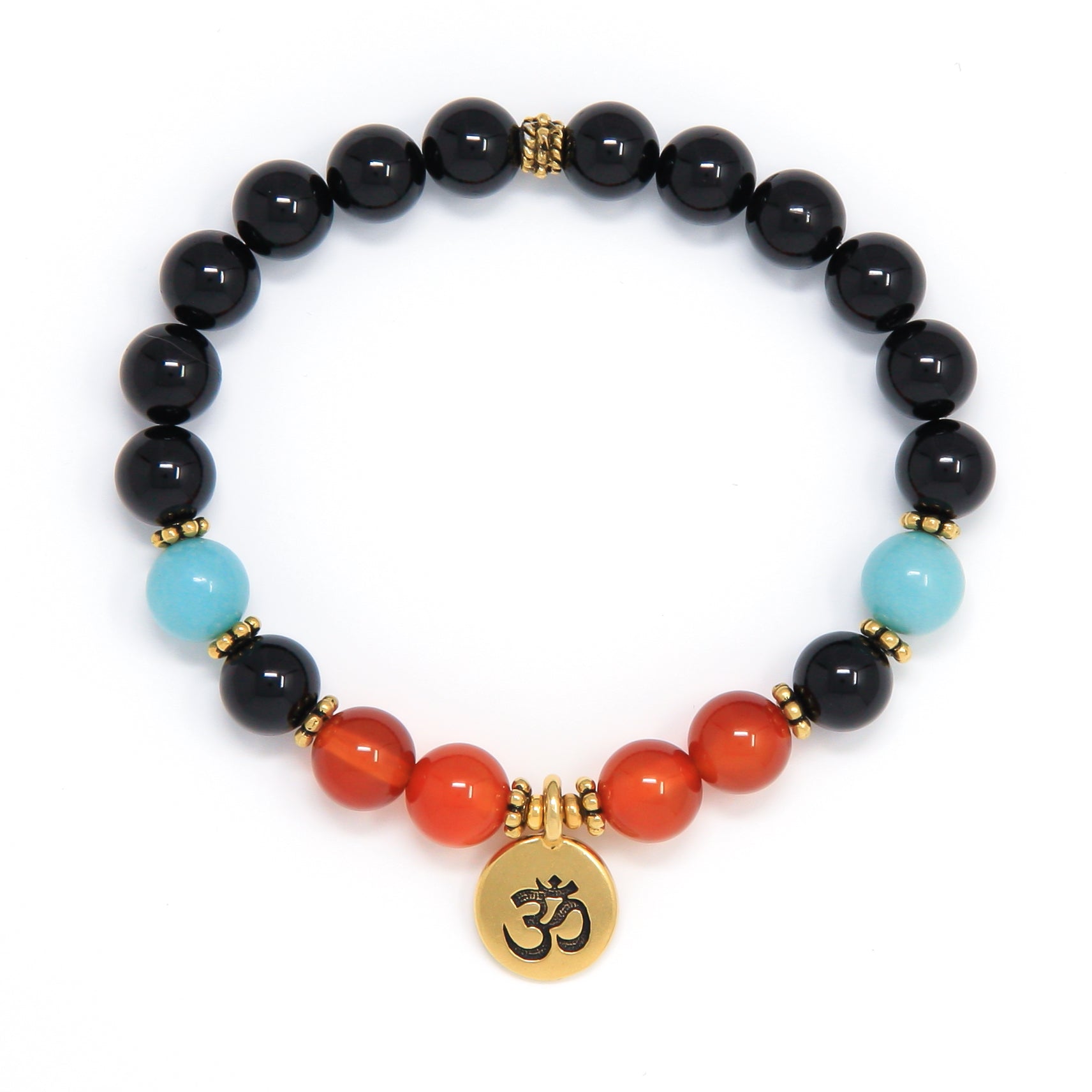 Black Tourmaline Carnelian Amazonite Mala Bracelet, yoga jewelry