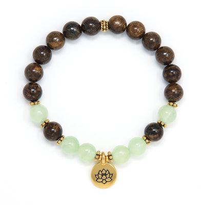 Bronzite Prehnite Mala Bracelet, crystal healing jewelry