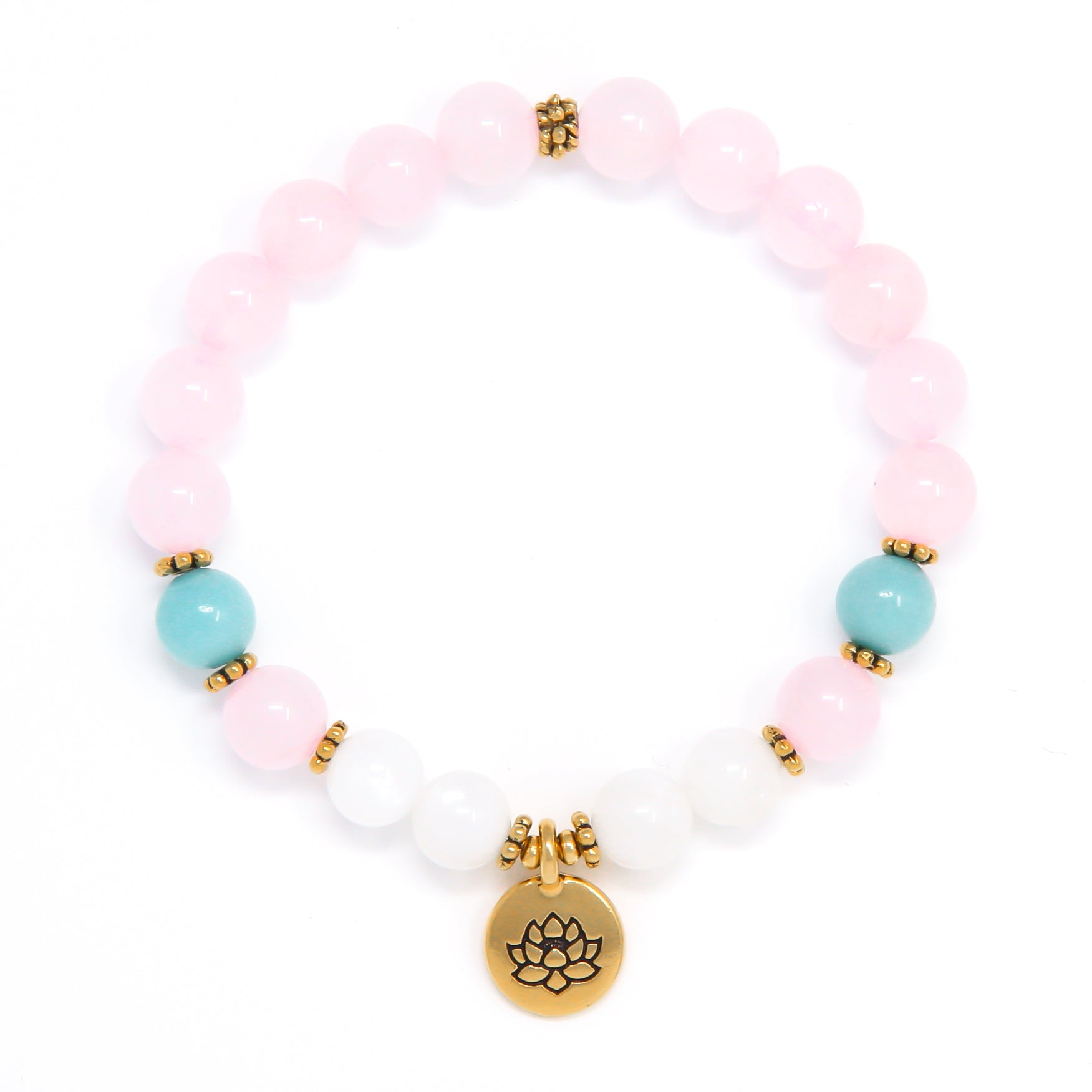 Rose Quartz Moonstone Mala Bracelet, yoga jewelry