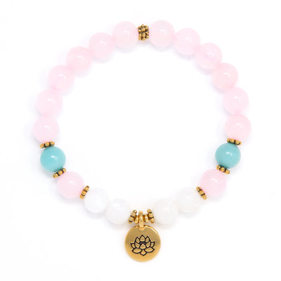 Rose Quartz Moonstone Mala Bracelet, yoga jewelry