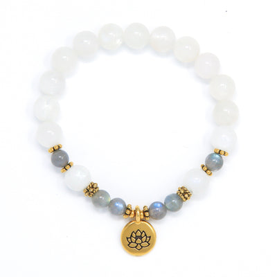 Moonstone Labradorite Mala Bracelet, yoga jewelry