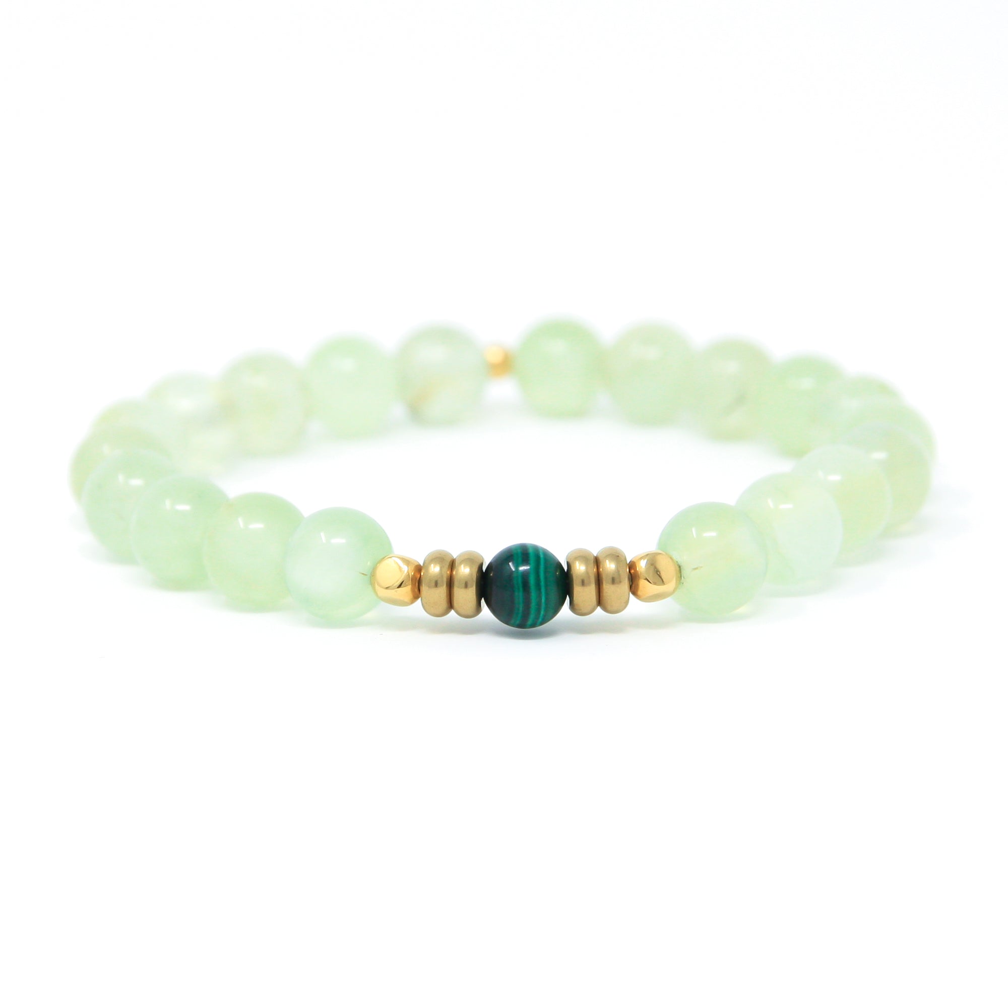 Prehnite wrist mala beads, spiritual jewelry