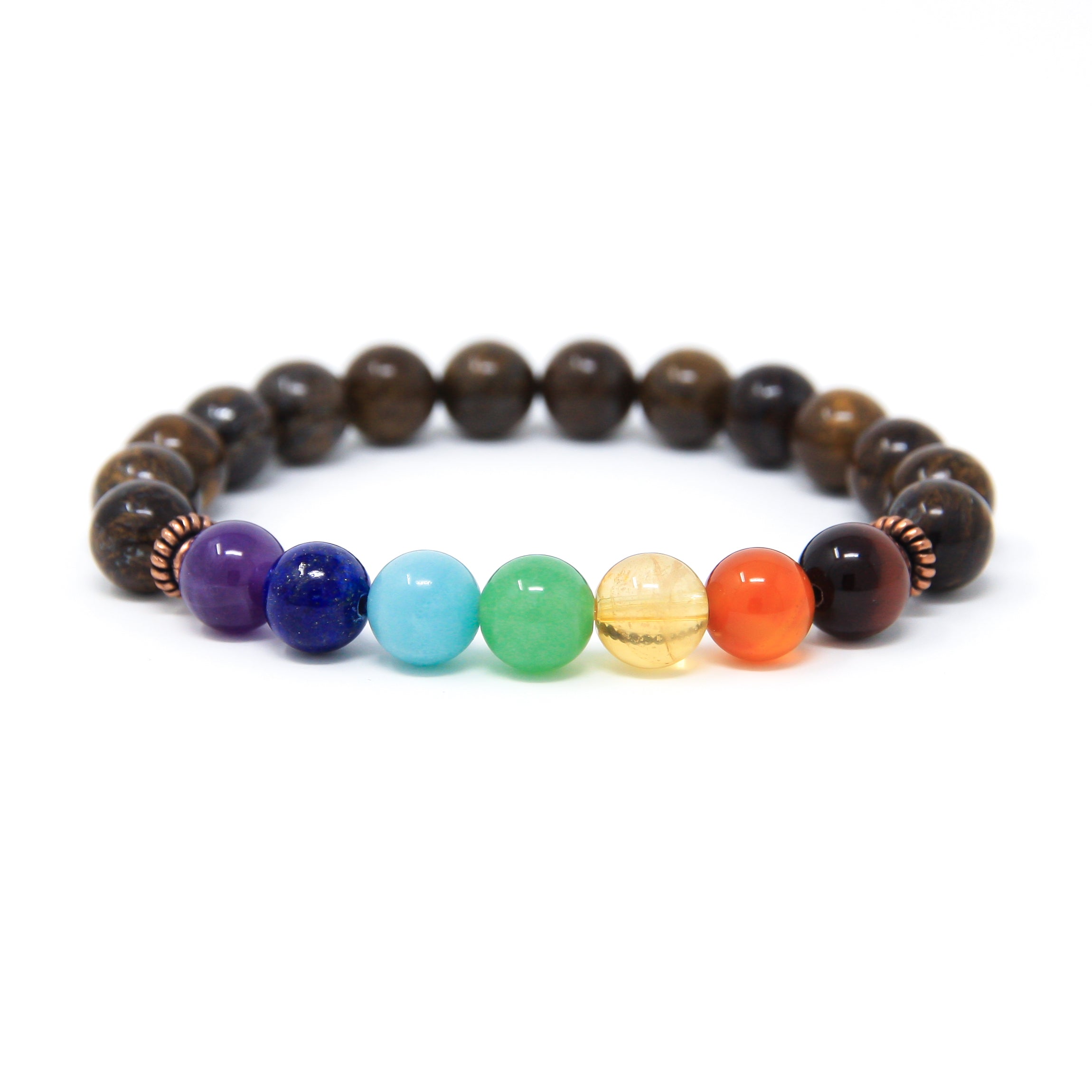 chakra mala bracelet with bronzite, yoga jewelry