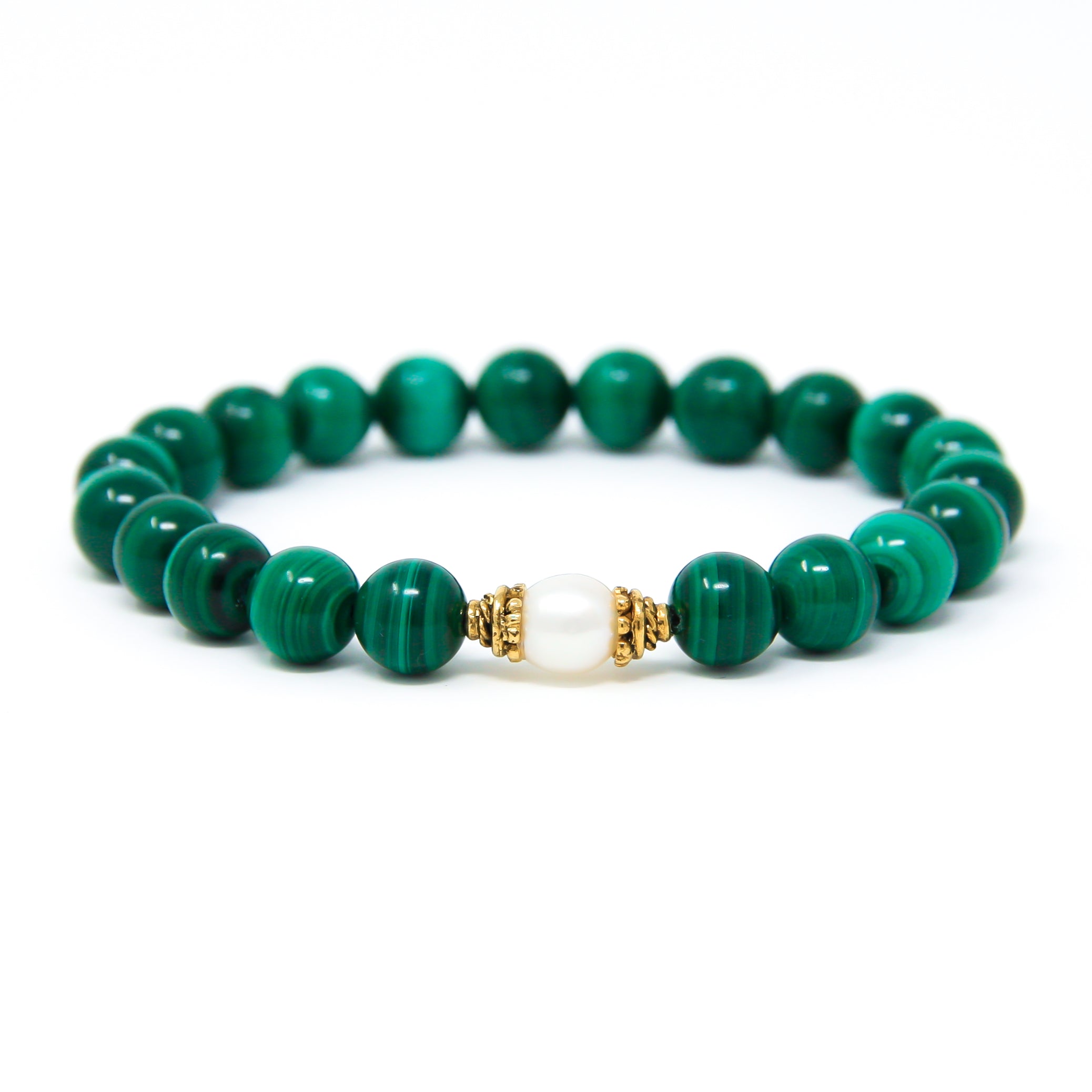 Malachite prayer bracelet with Pearl, boho jewelry