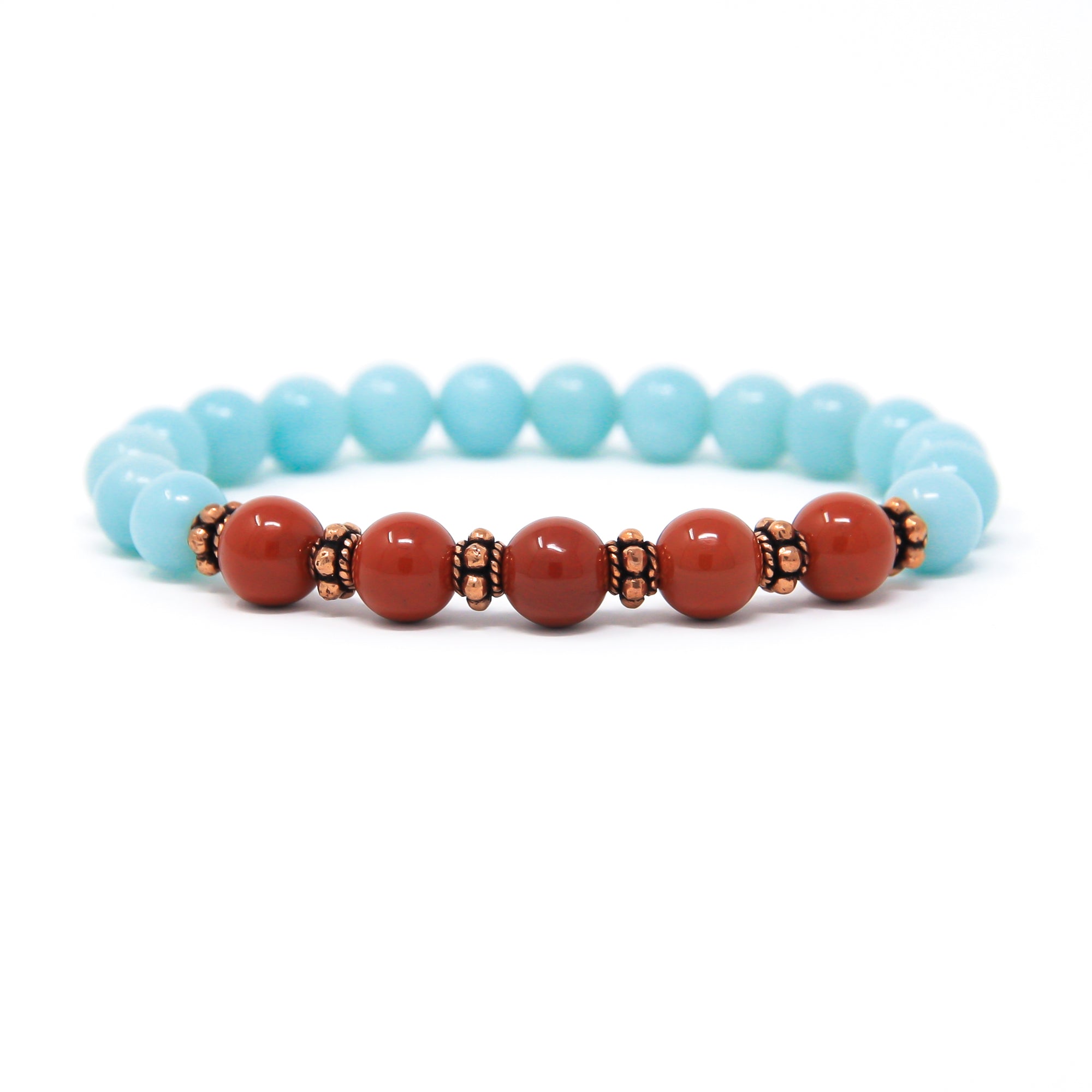 Amazonite Red Jasper yoga Bracelet, boho jewelry