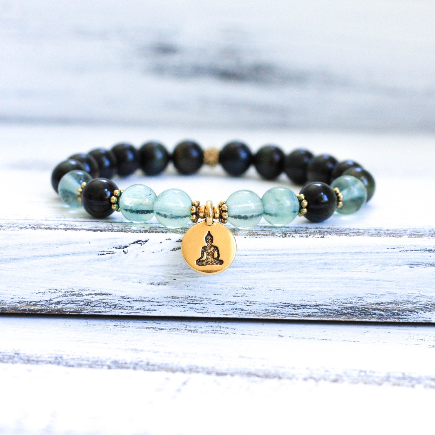 Blue Tiger's Eye Fluorite Mala Bracelet