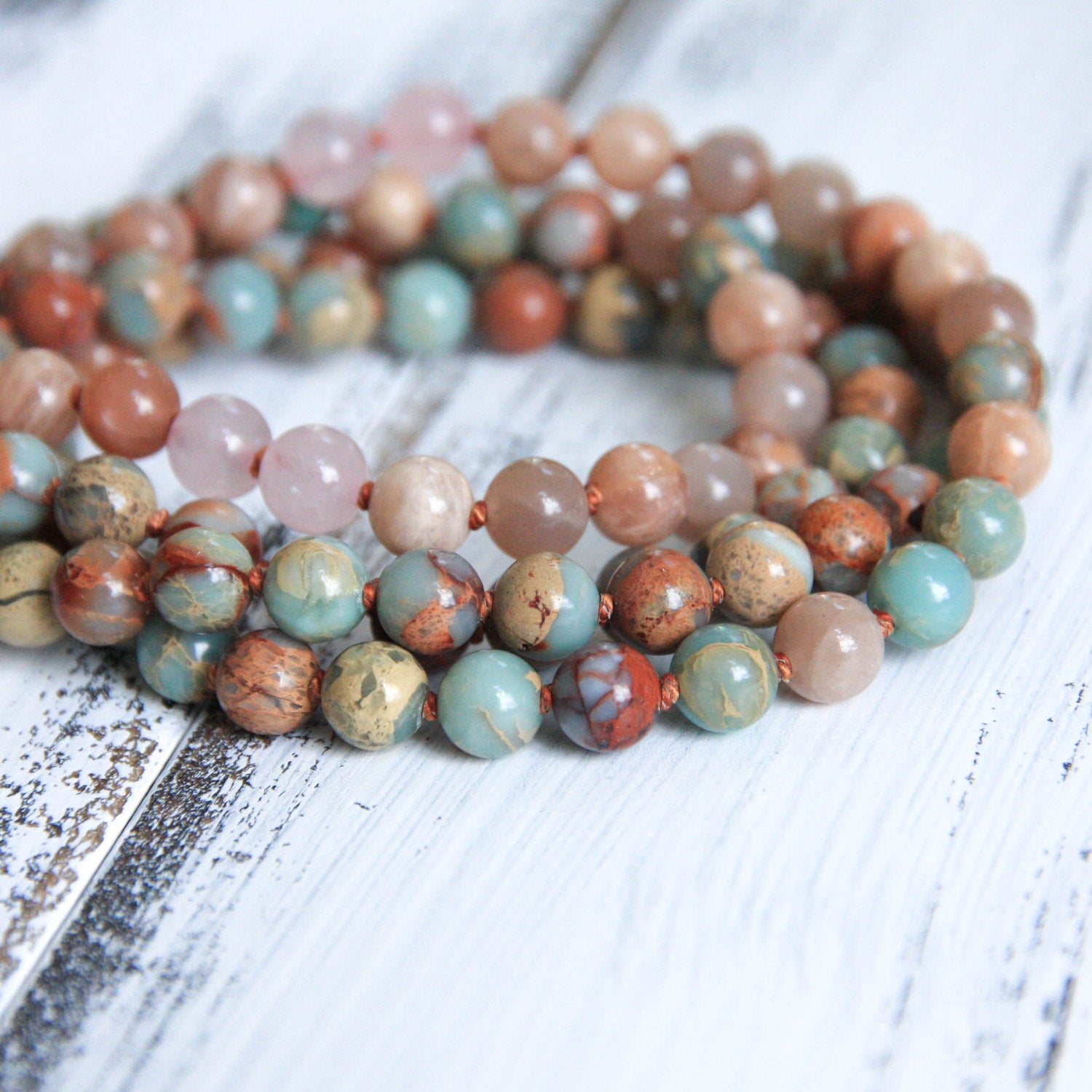 african opal mala 108, yoga jewelry