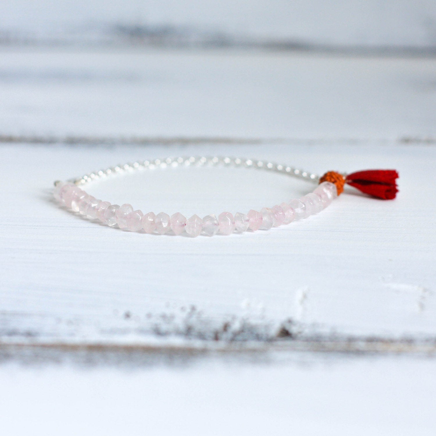 Rose Quartz healing bracelet, yoga jewelry