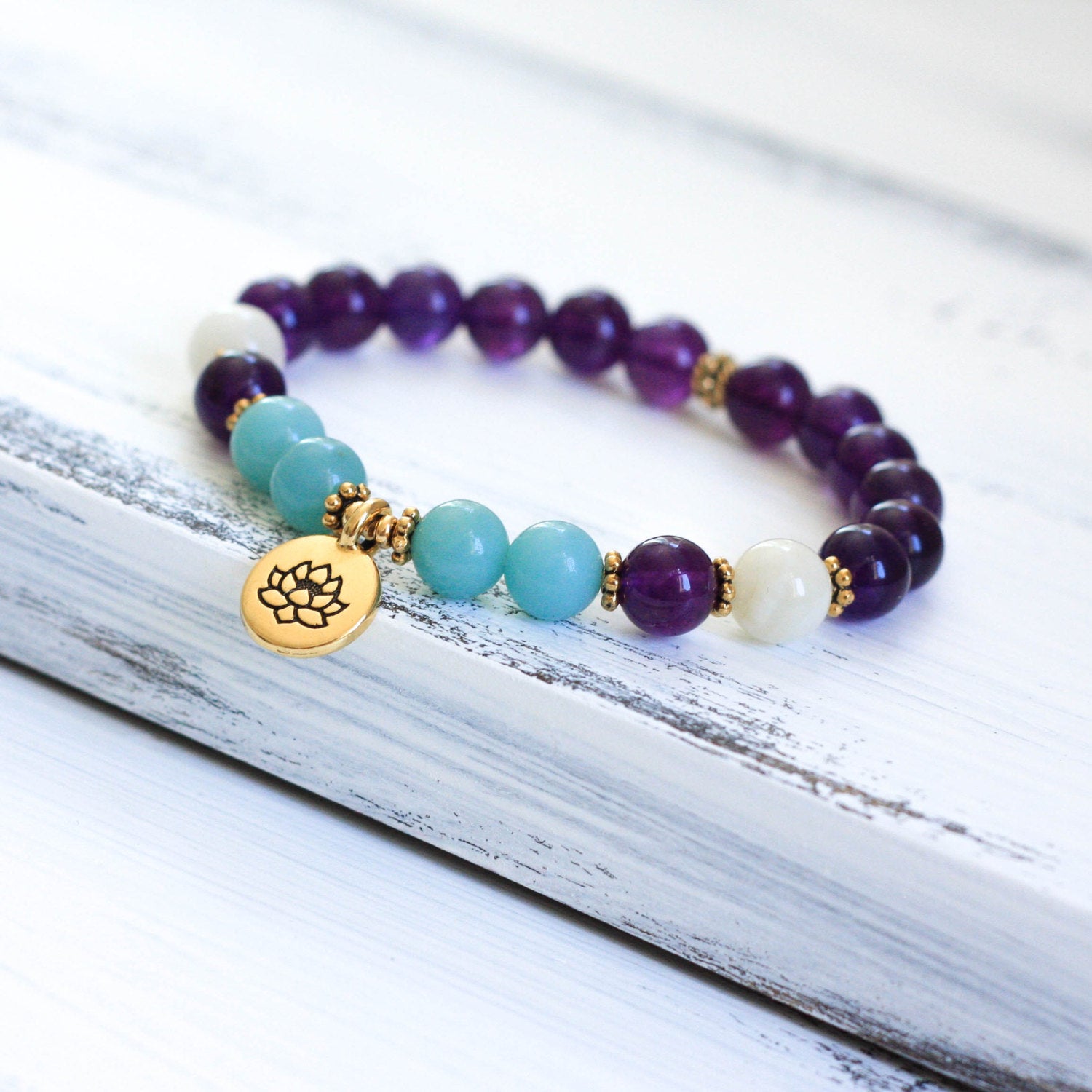 amethyst wrist mala beads, yoga jewelry