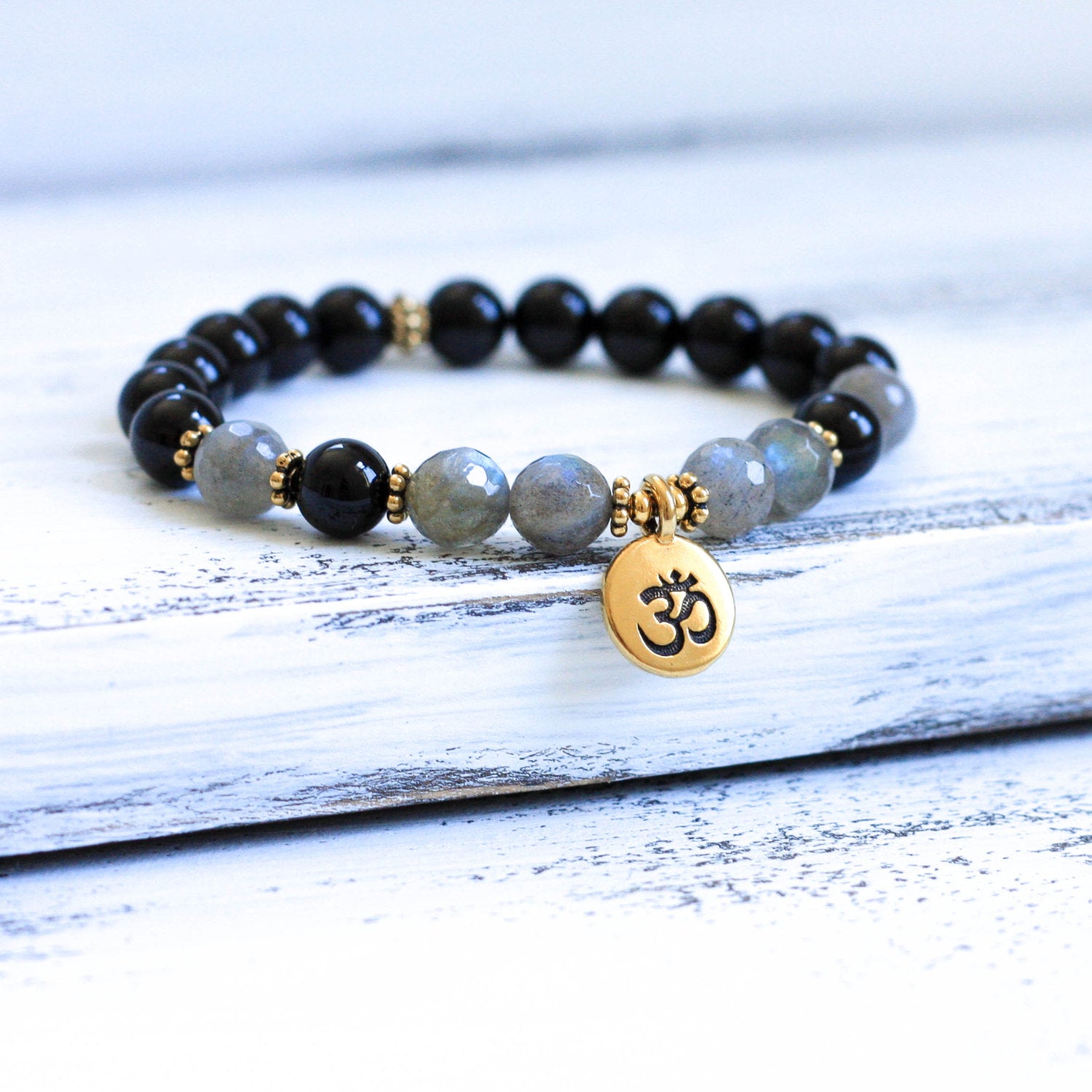 Black Tourmaline Mala Prayer Bracelet, spiritual jewelry