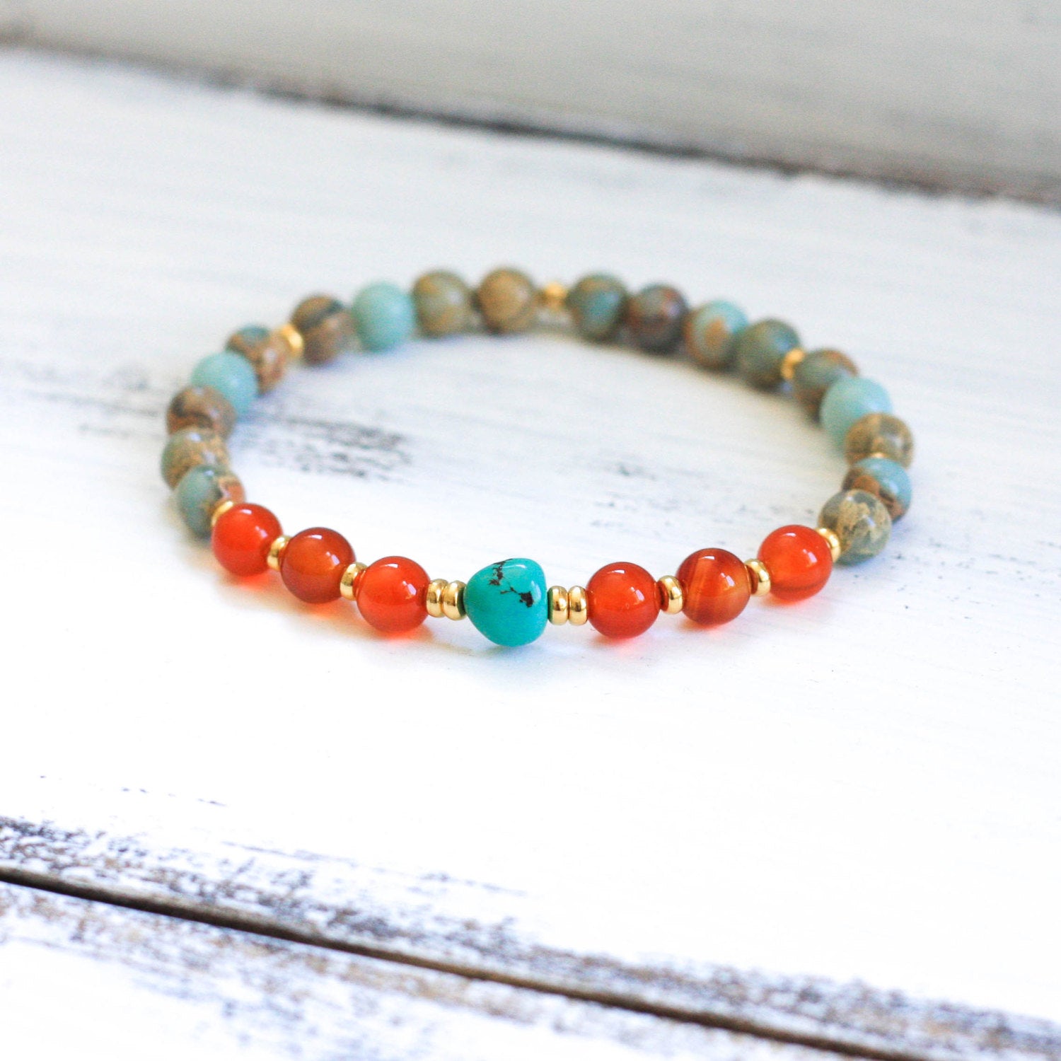 Aqua Terra Jasper mala bracelet, yoga jewelry