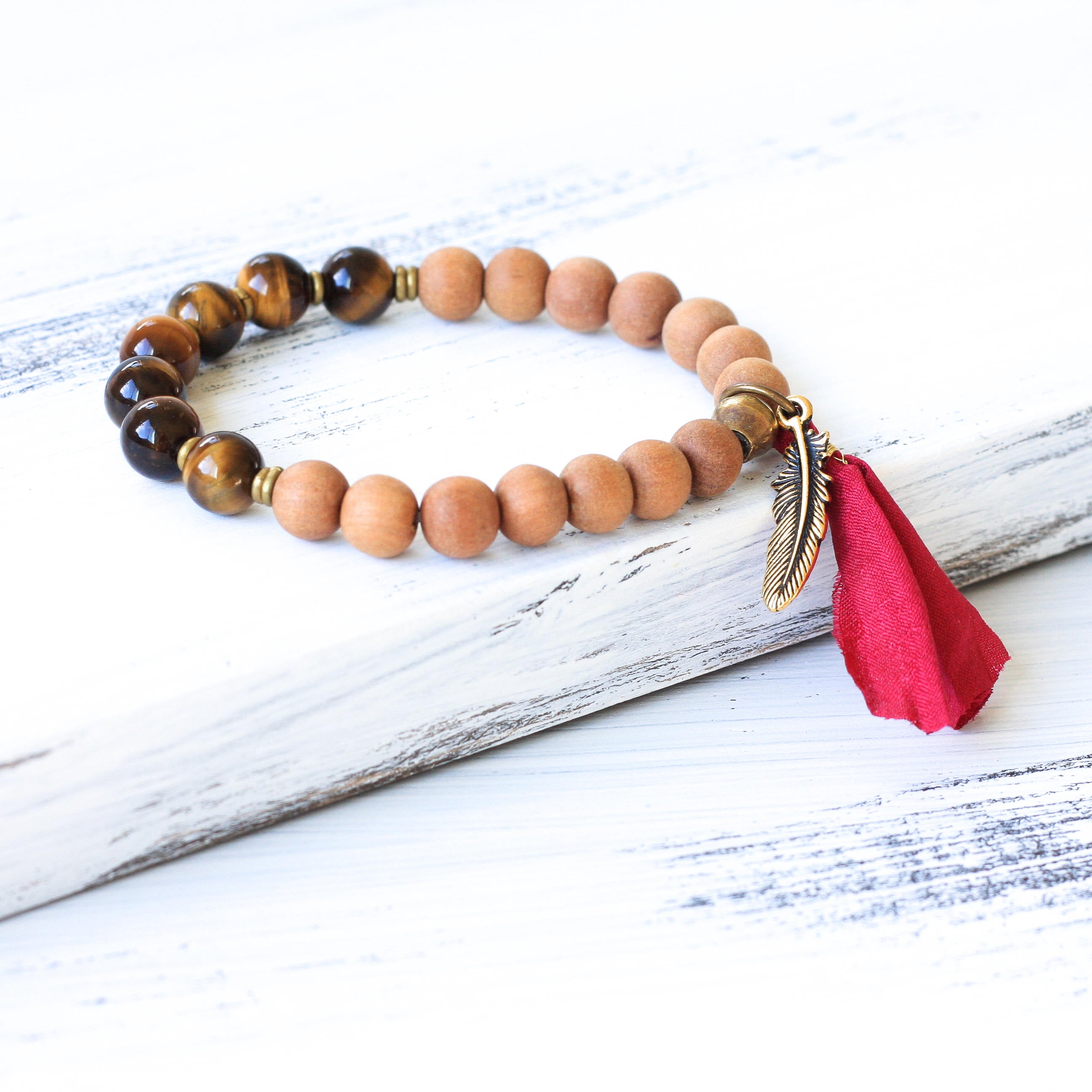 Tiger’s Eye Sandalwood yoga bracelet, spiritual jewelry