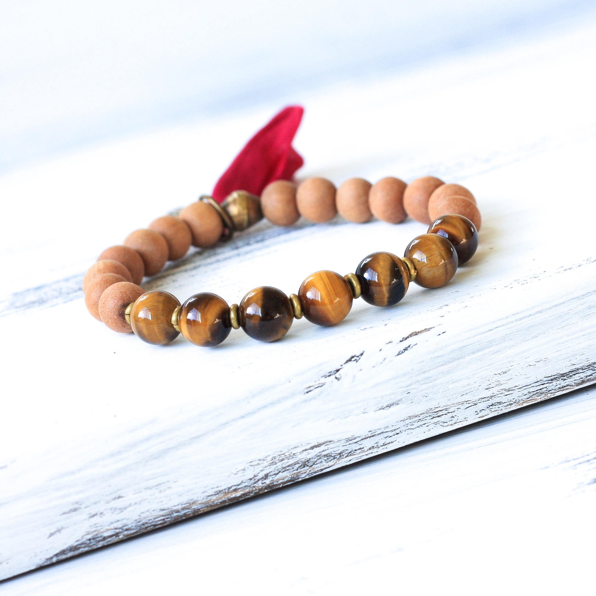 Tiger’s Eye Sandalwood Mala Bead Bracelet, yoga jewelry