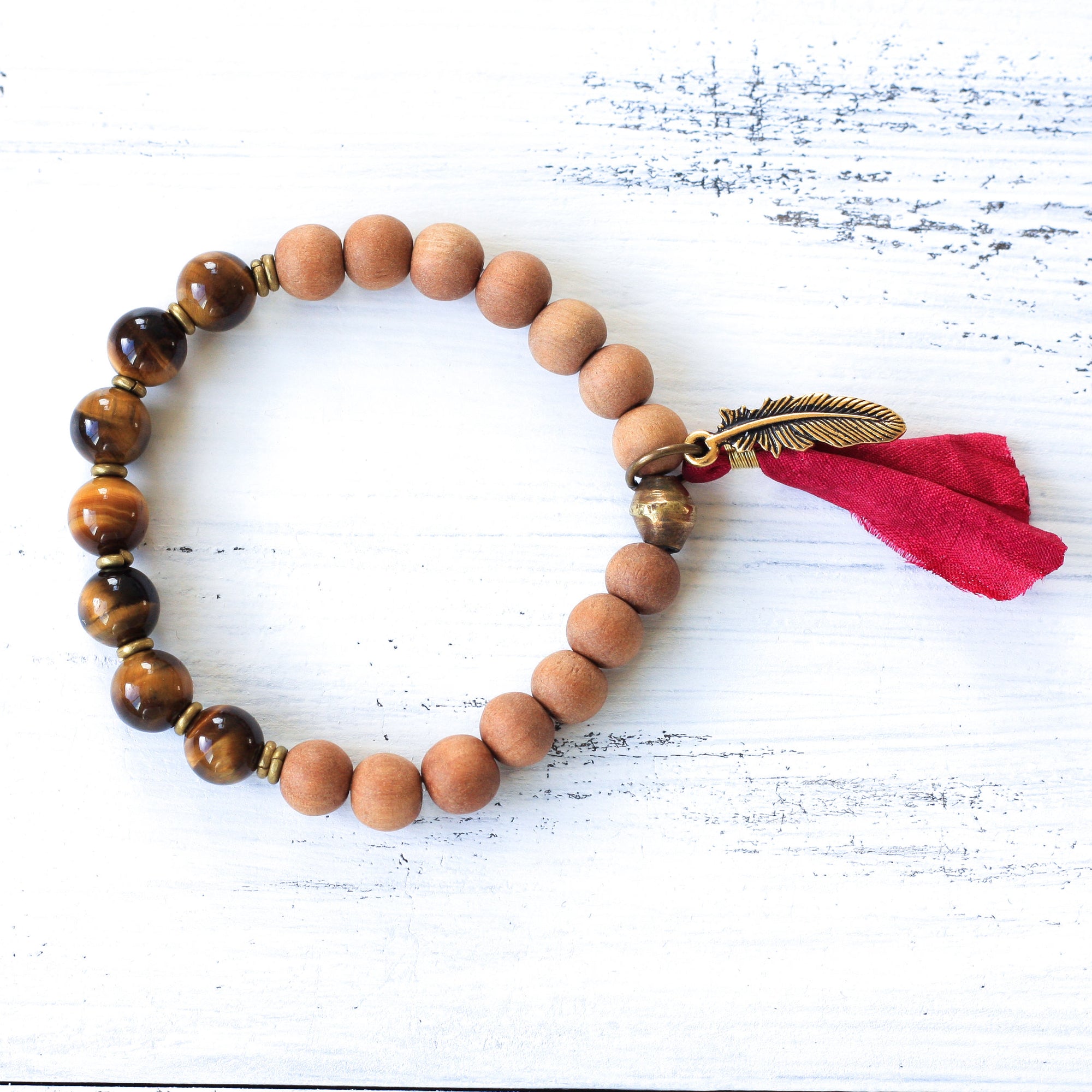 Yellow Tiger’s Eye Sandalwood Bracelet, handmade jewelry