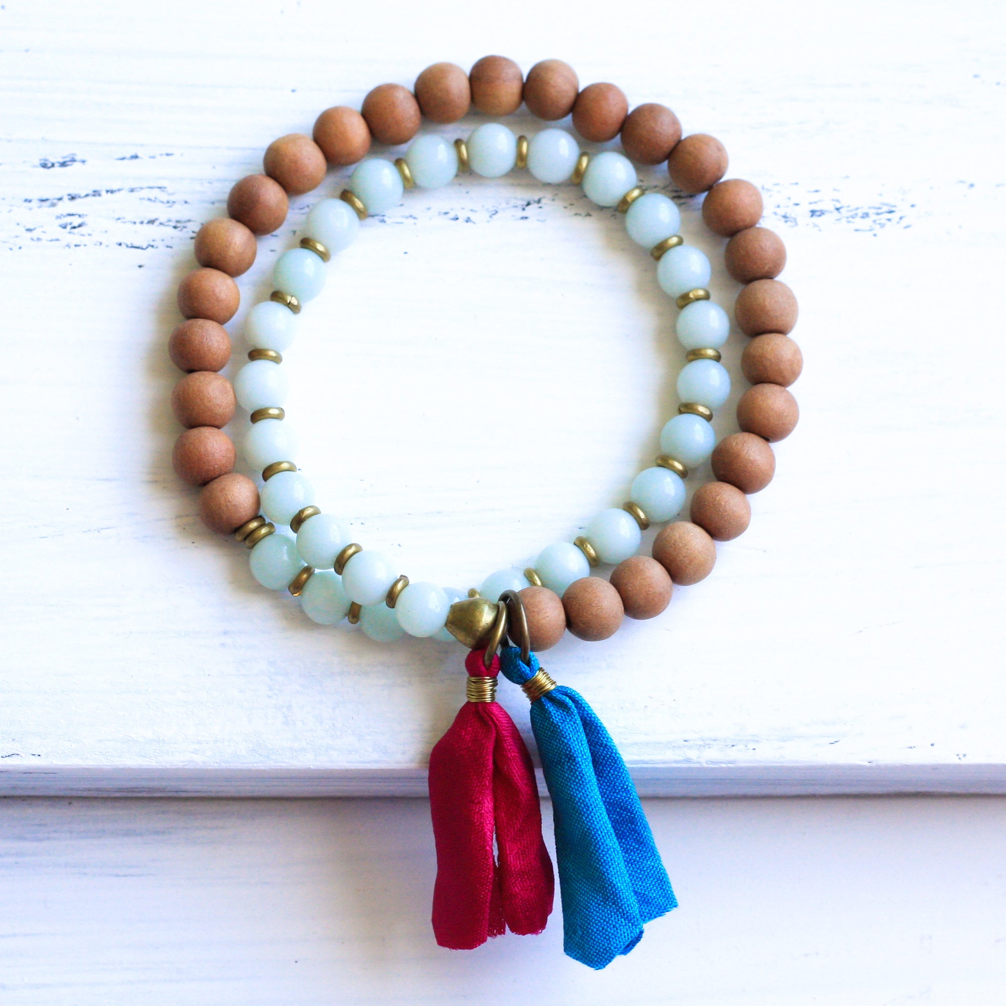 amazonite mala beads, yoga jewelry