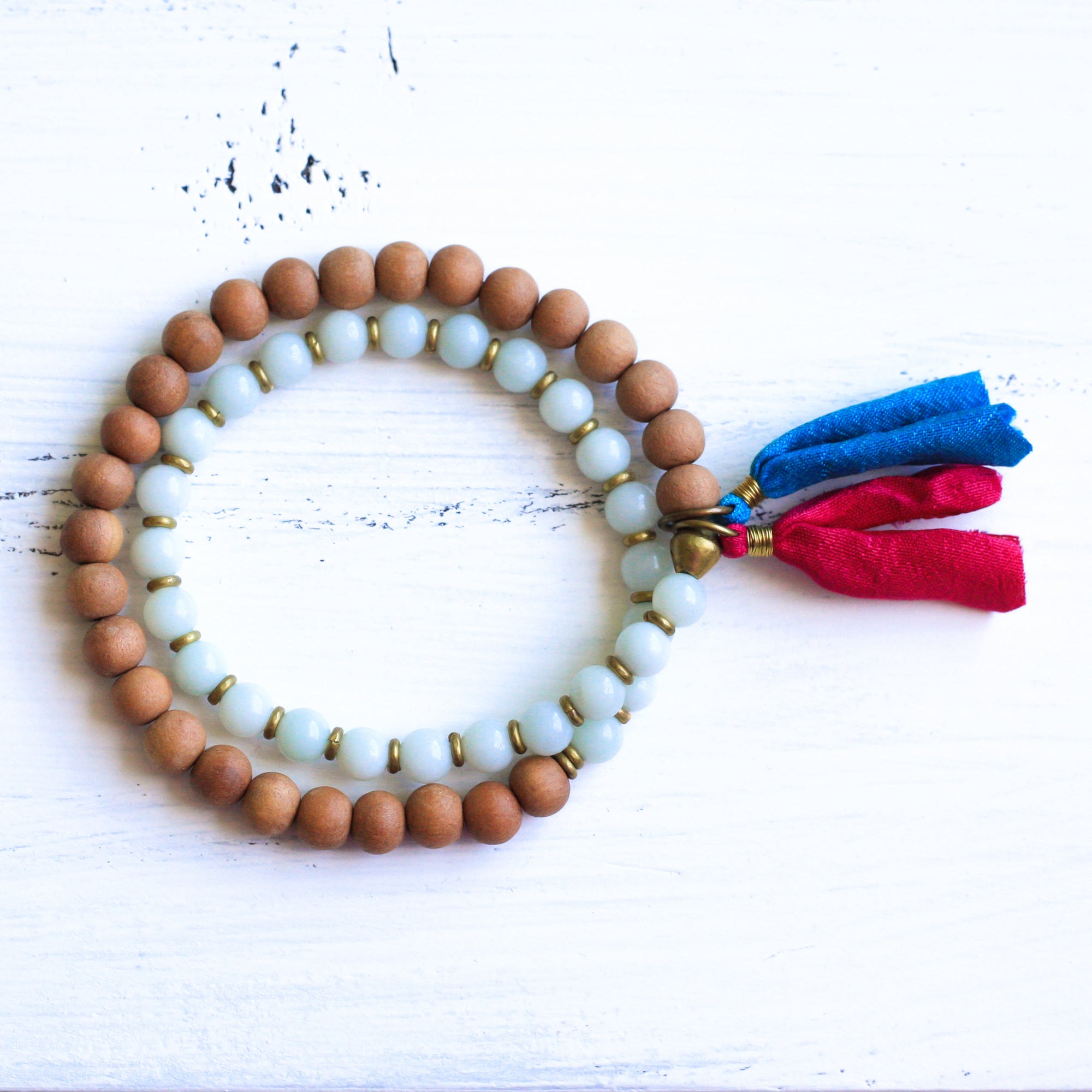 amazonite sandalwood yoga bracelet