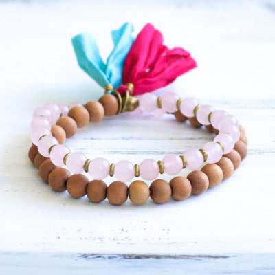 Rose Quartz Sandalwood Mala Bracelet