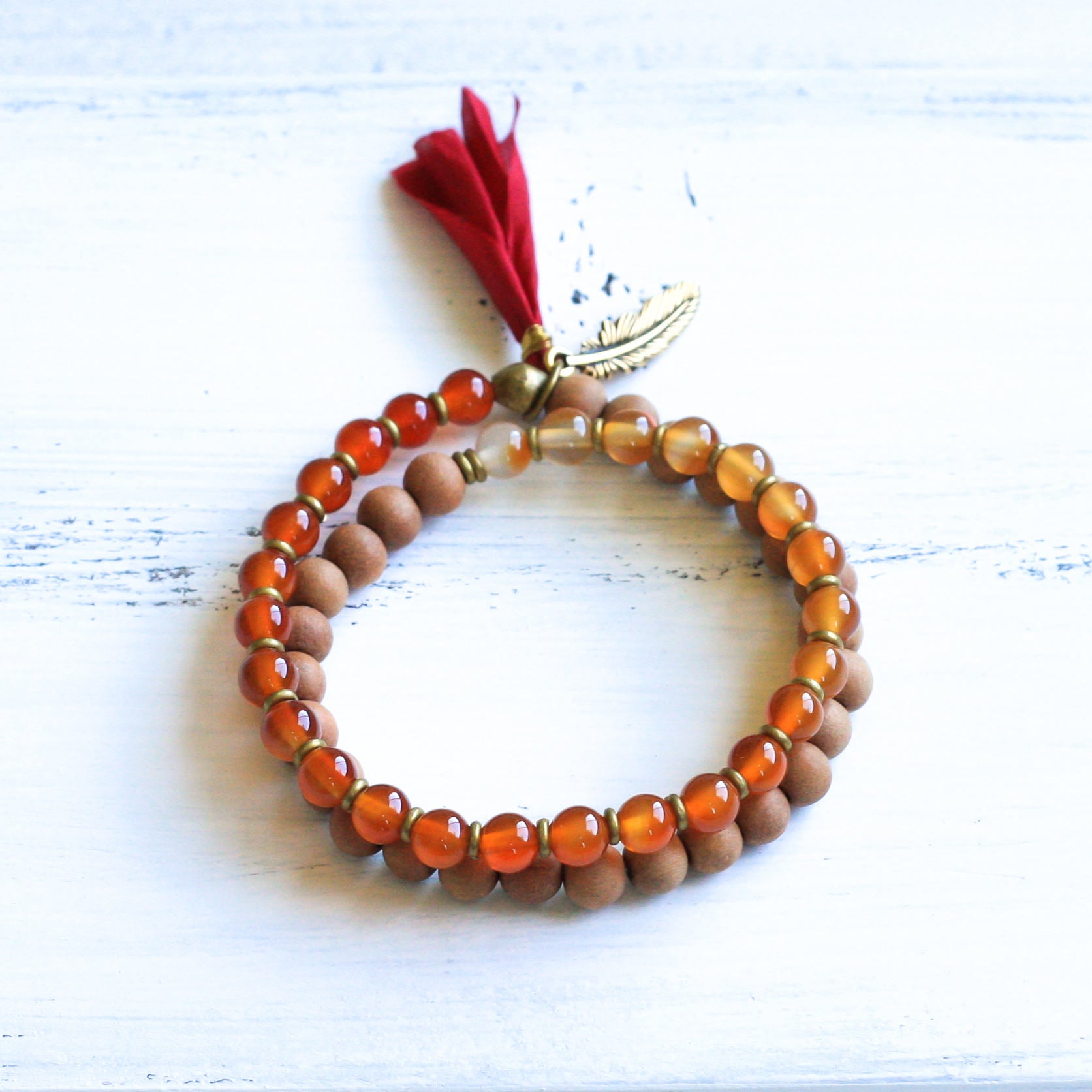 ombré yoga bracelet with Tassel, boho jewelry