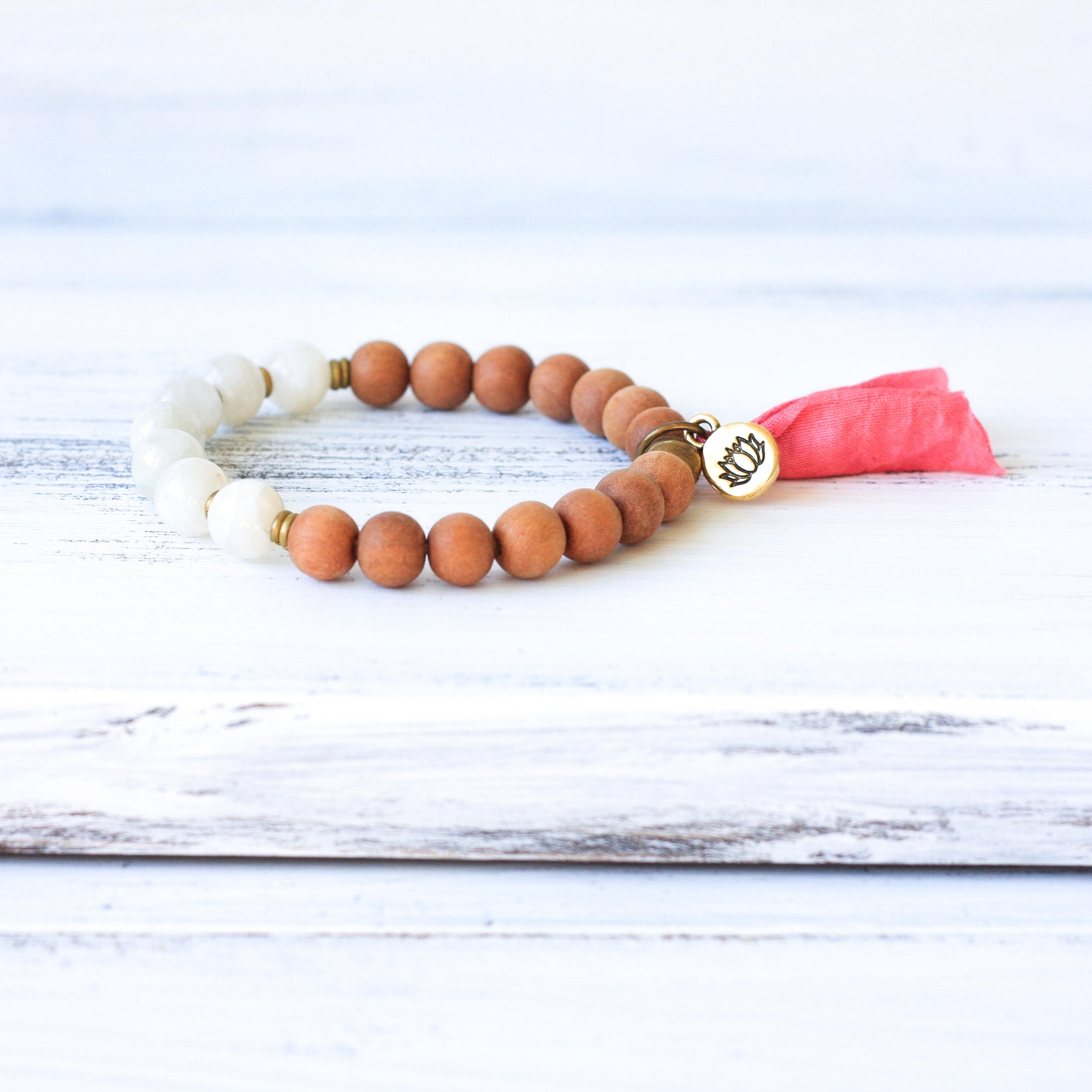 Moonstone Sandalwood Bracelet, spiritual jewelry
