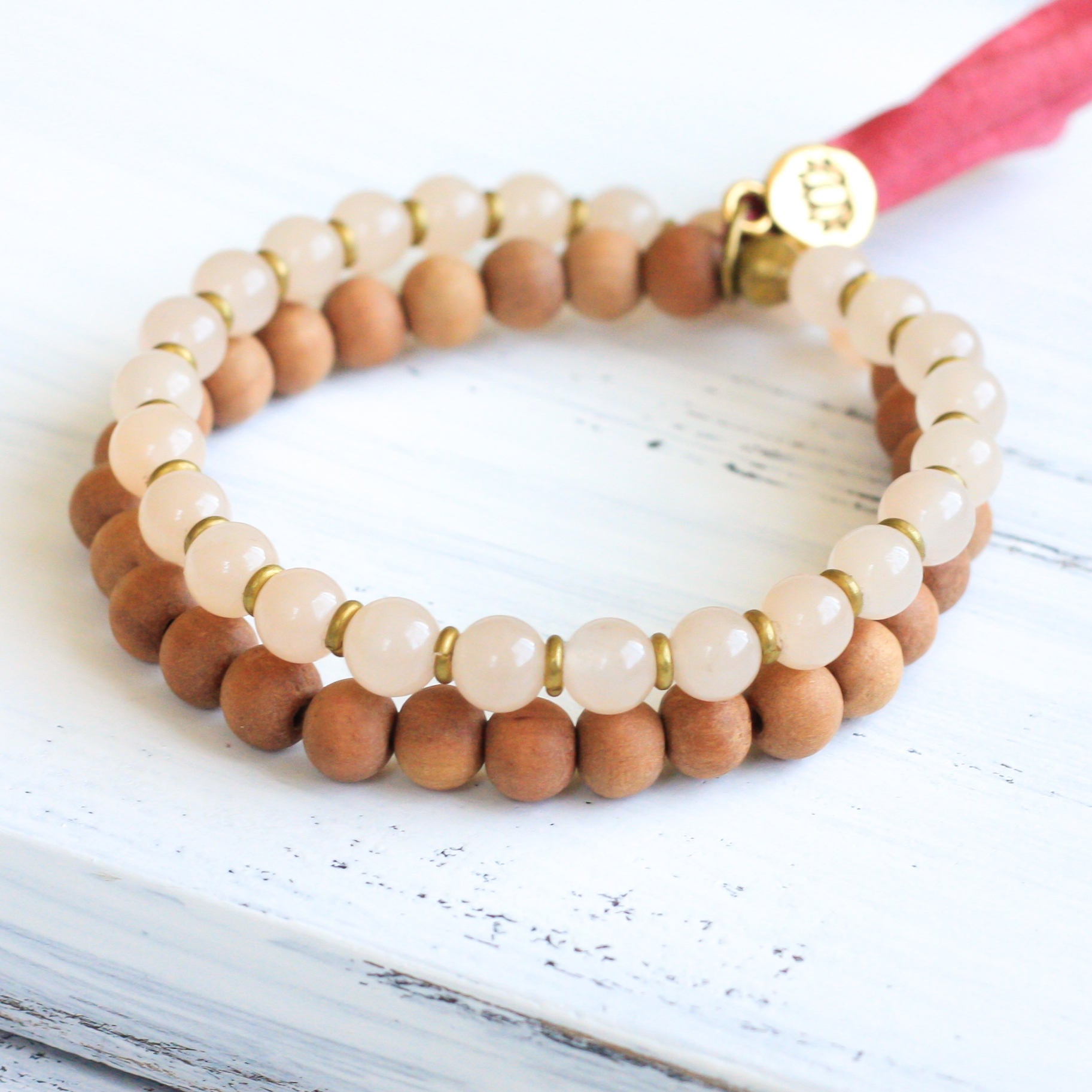 Sandalwood yoga bracelet, healing jewelry