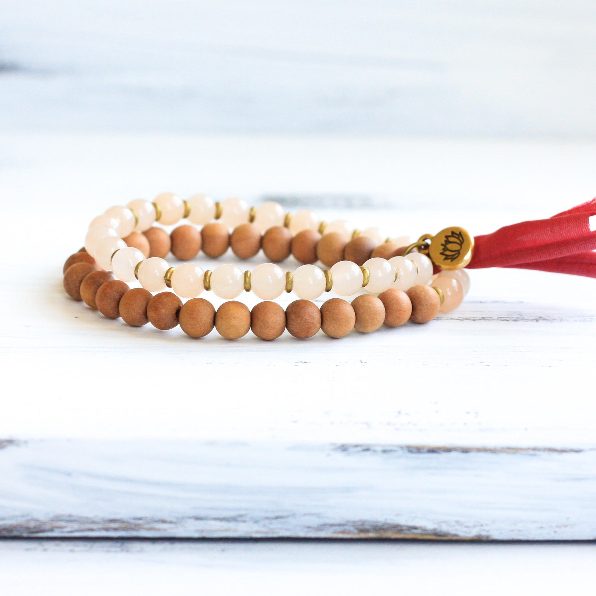Sandalwood boho style bracelet, handmade jewelry