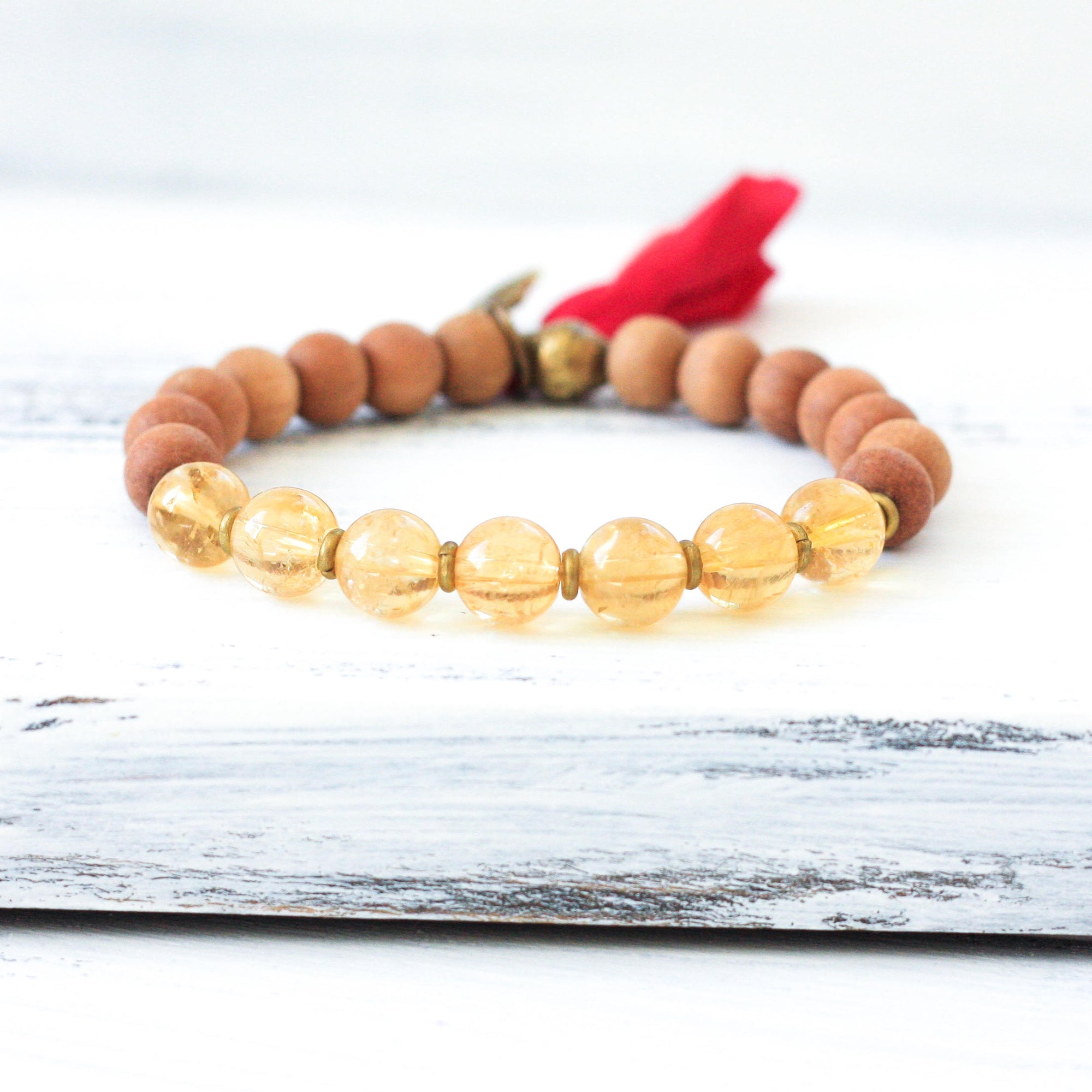 Citrine Sandalwood Mala Bracelet, yoga jewelry