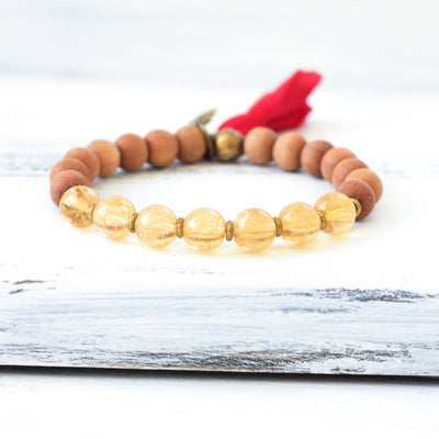 Citrine Sandalwood Mala Bracelet, yoga jewelry