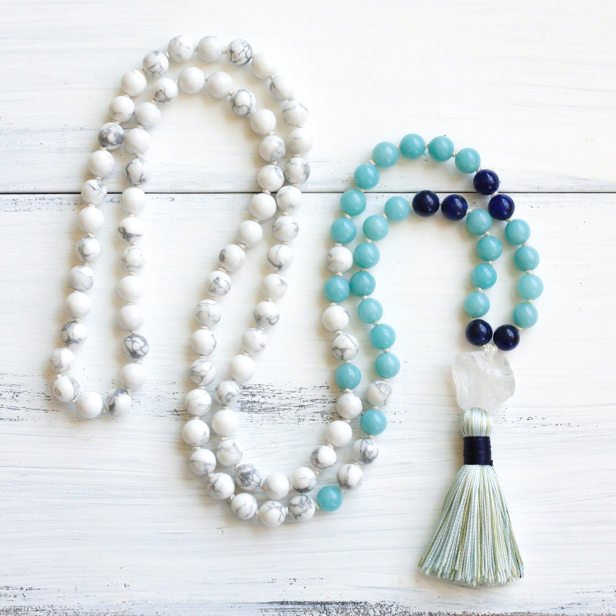 howlite amazonite long tassel necklace