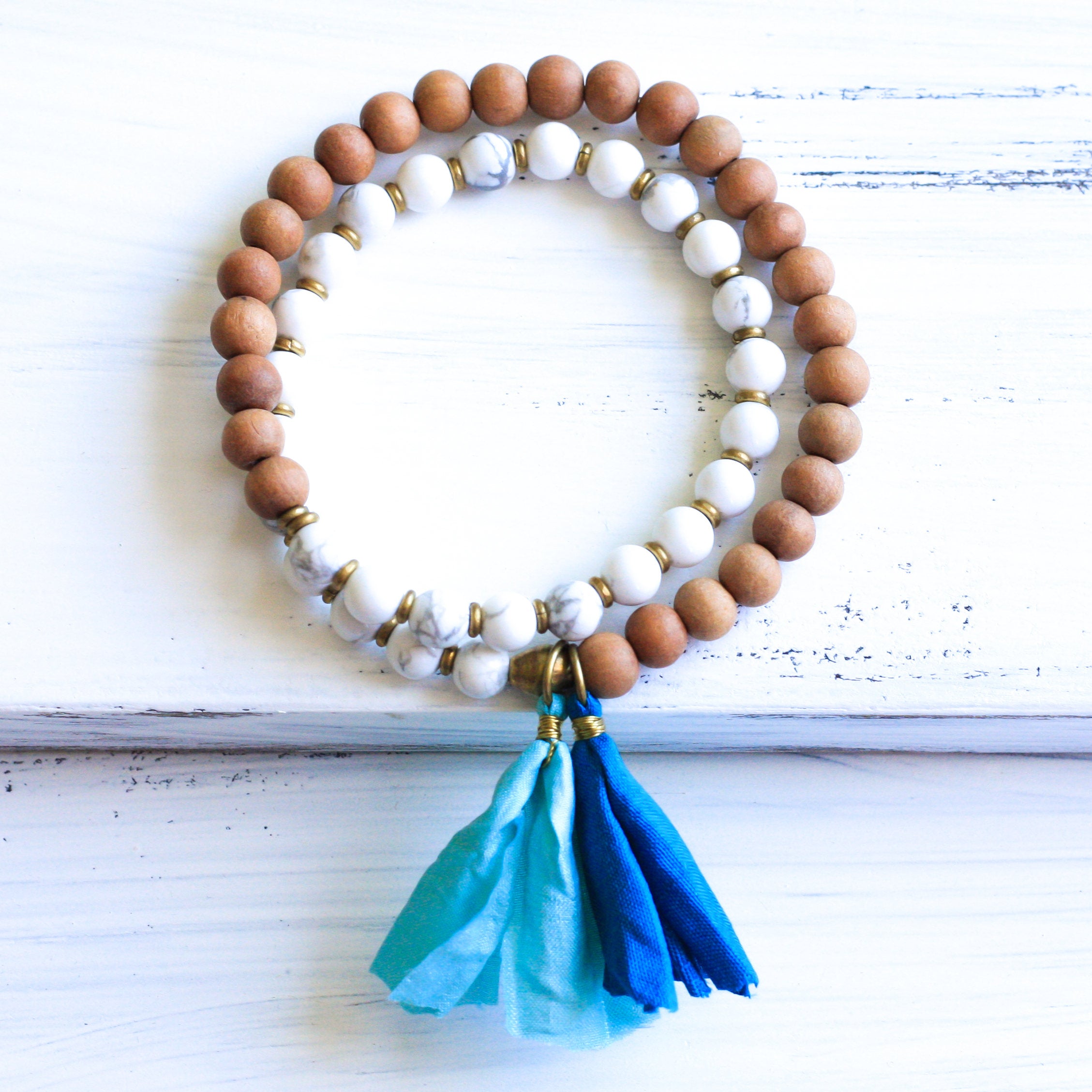 Howlite mala bracelet, yoga jewelry