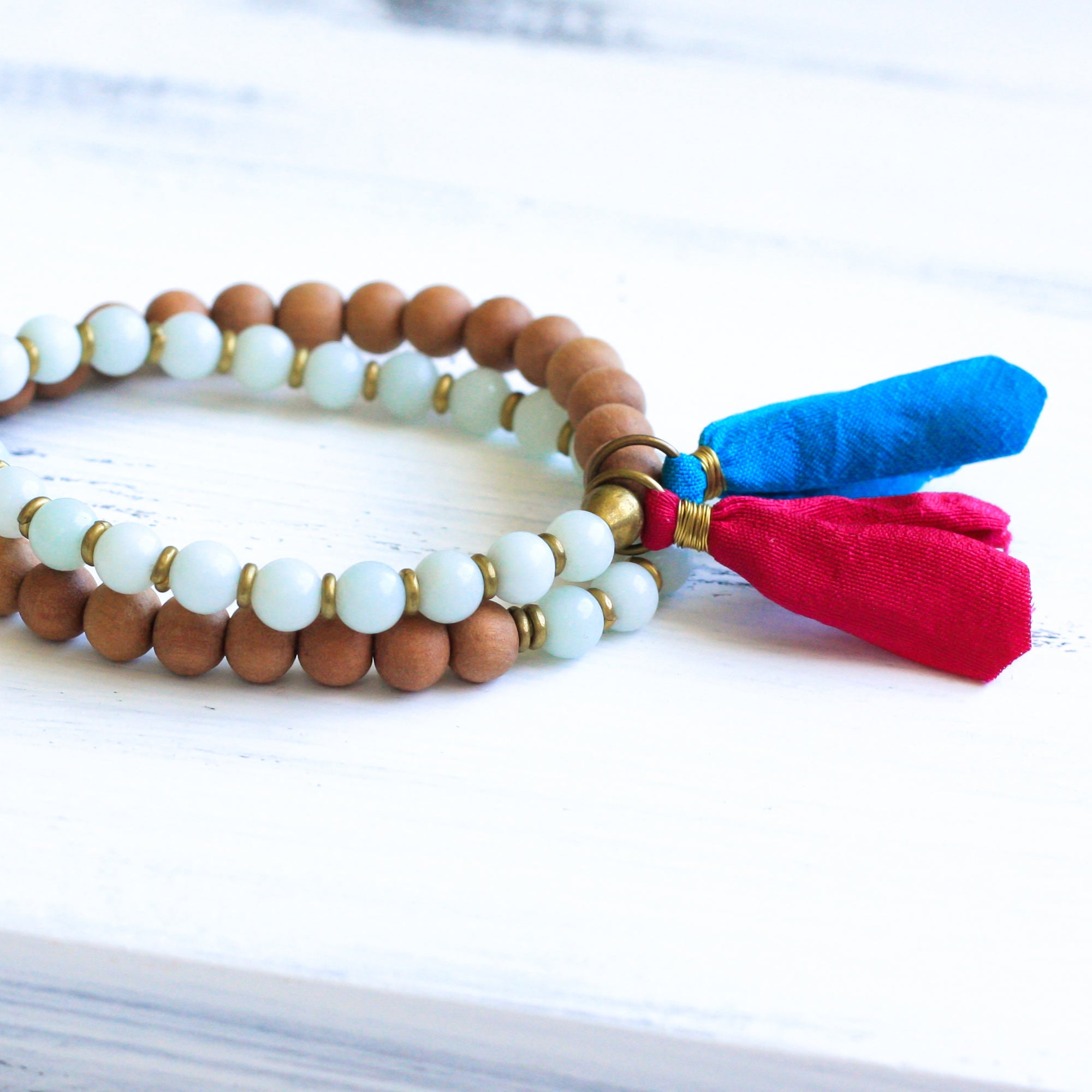 amazonite tassel bracelet, boho jewelry