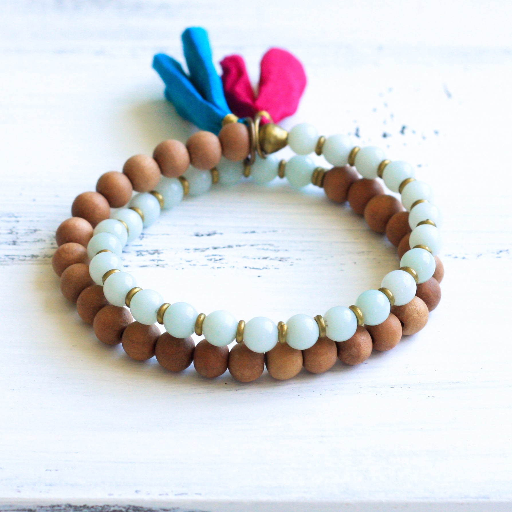 amazonite mala bead bracelet, yoga jewelry