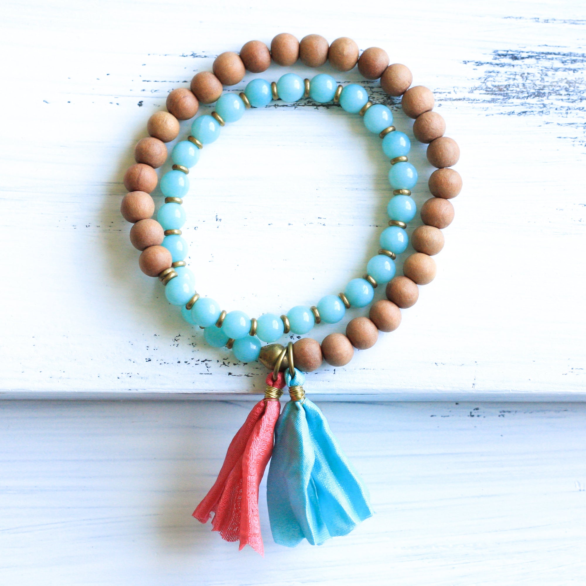 Amazonite Mala Bracelet, boho jewelry