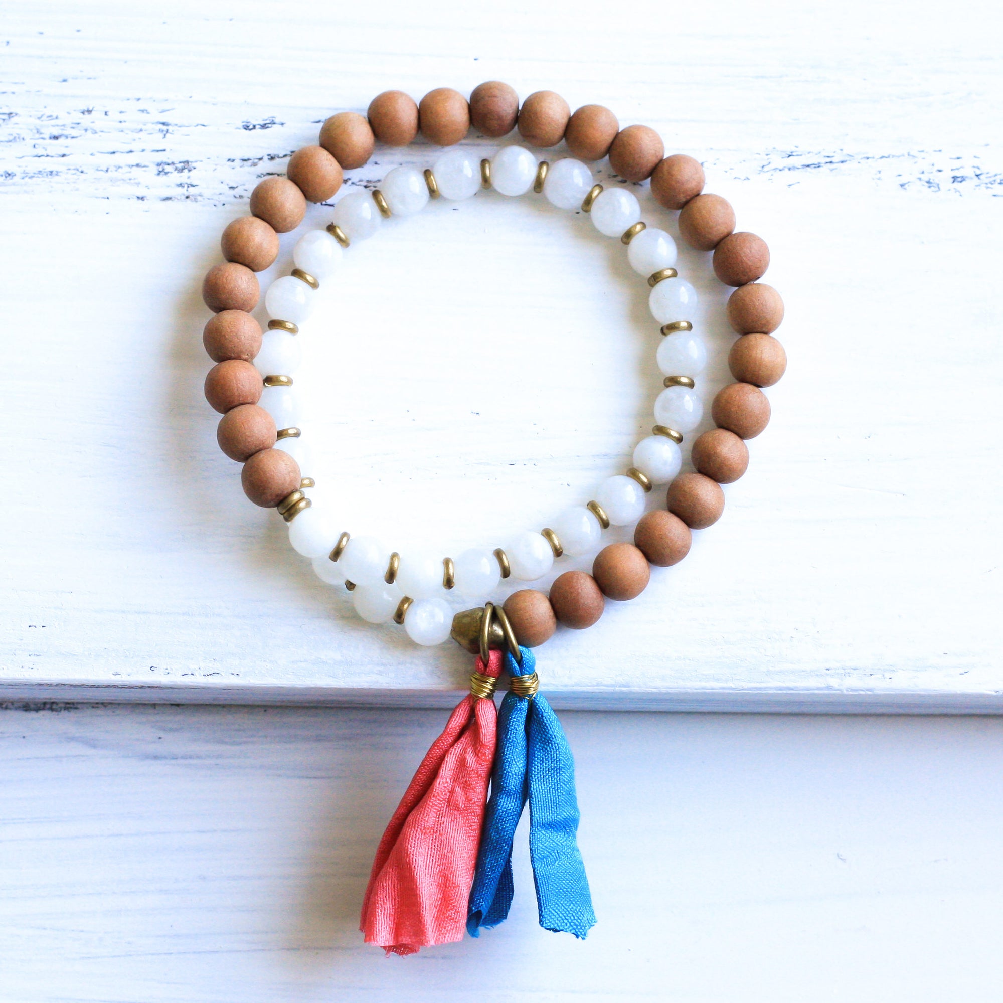 Moonstone Sandalwood Bracelet, bohemian jewelry