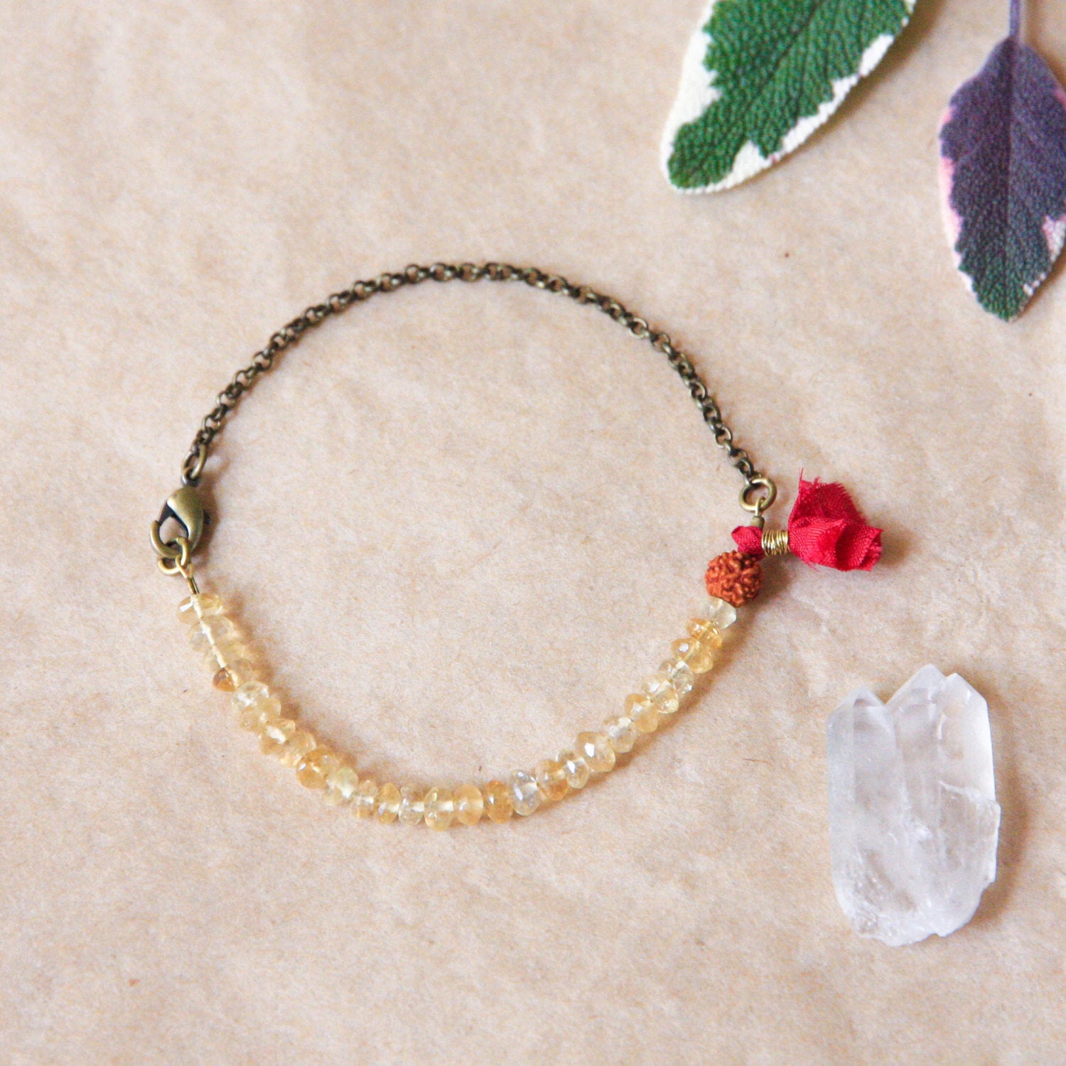 dainty Citrine yoga bracelet, boho jewelry