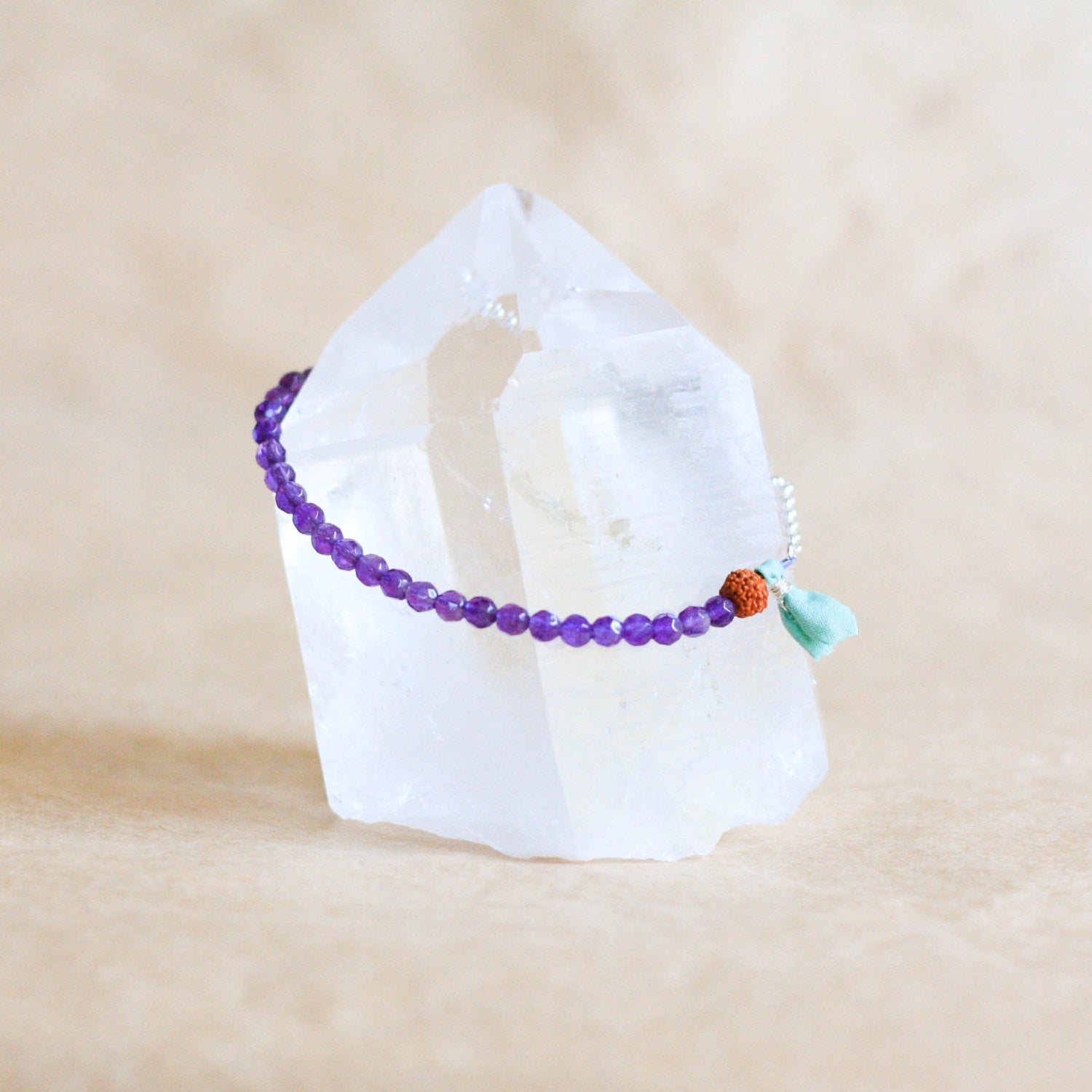 amethyst mala bracelet, yoga jewelry