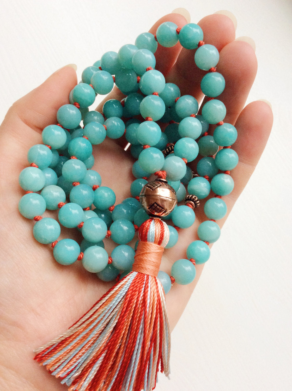 amazonite mala necklace with tassel