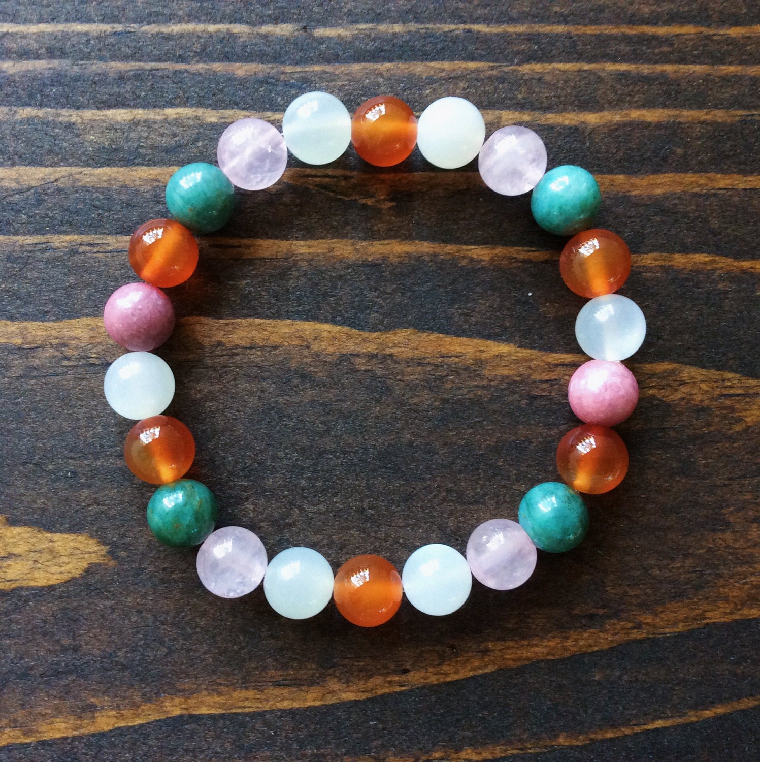 Fertility Bracelet with Rose Quartz Carnelian Moonstone