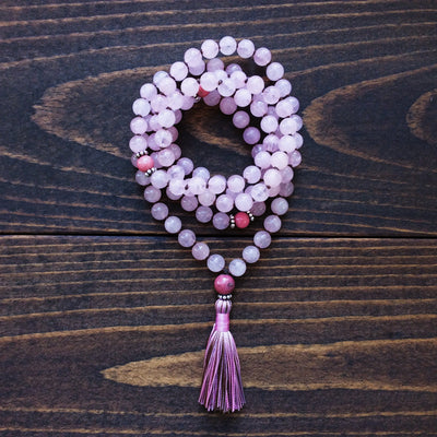 Rose Quartz Rhodonite Mala Necklace