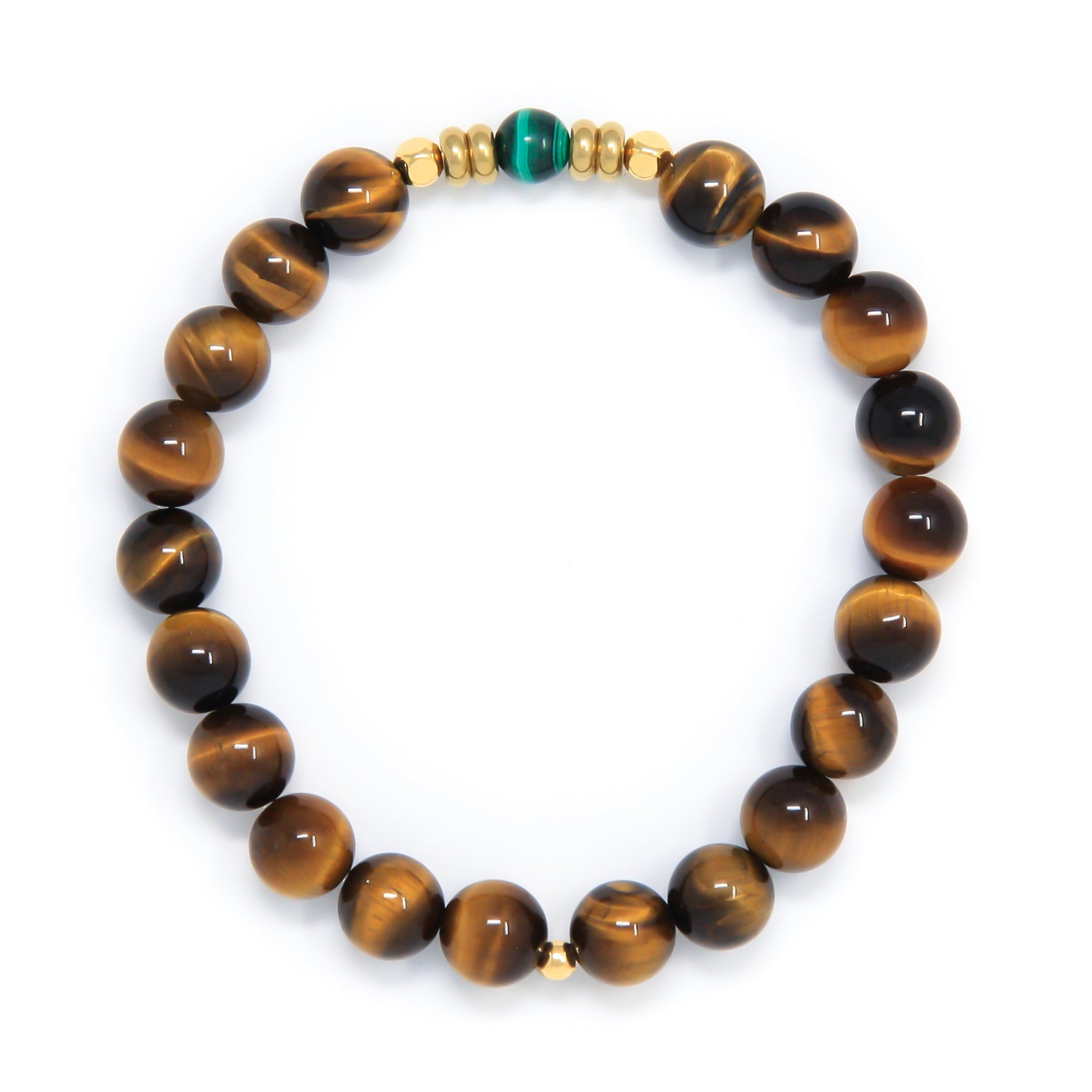 Tiger’s Eye Mala Bracelet with Malachite, yoga jewelry