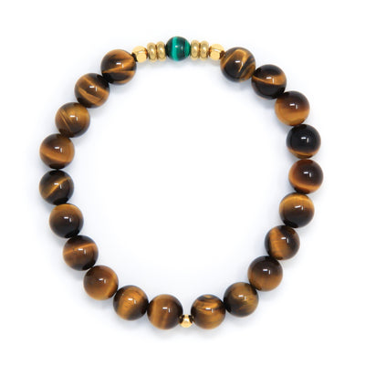 Tiger’s Eye Mala Bracelet with Malachite, yoga jewelry