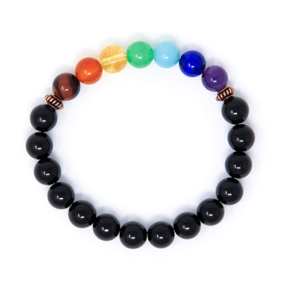 7 Chakra Bracelet with Black Tourmaline, crystal healing jewelry