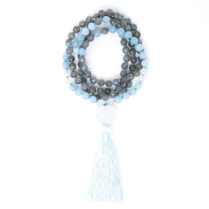 labradorite aquamarine 108 mala beads, spiritual jewelry